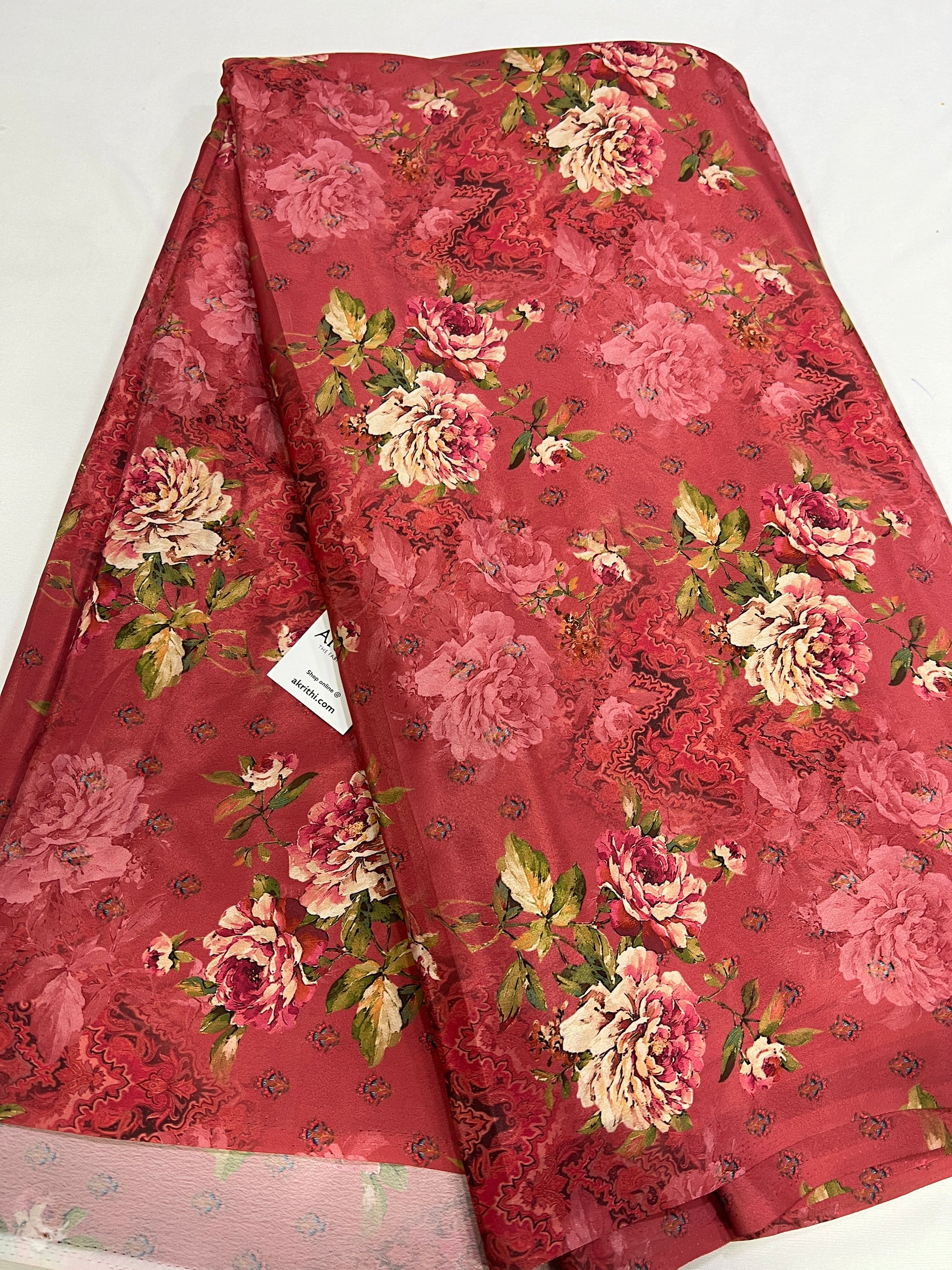 Digital floral printed crepe fabric