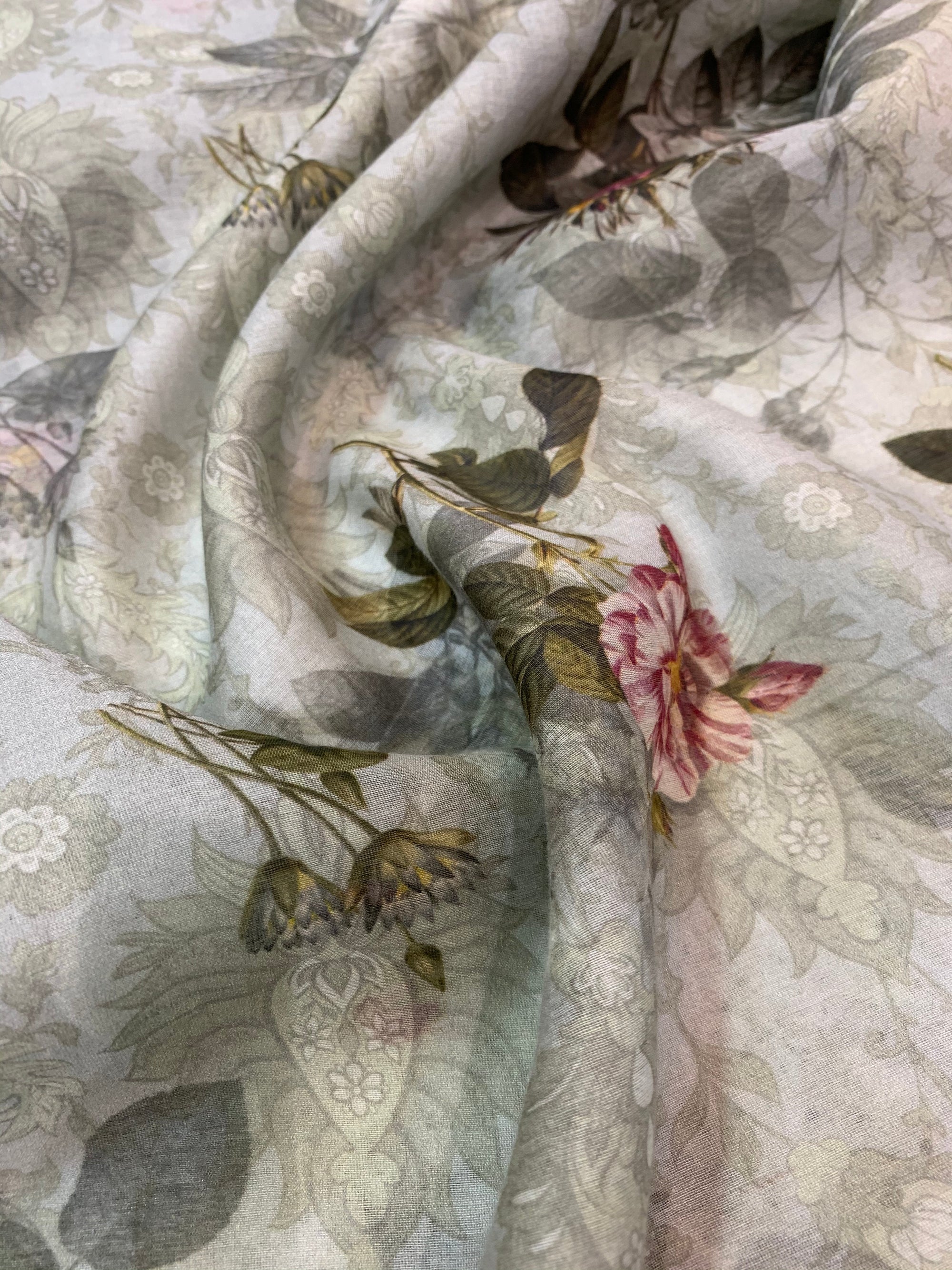 Floral Printed Pure silk cotton fabric