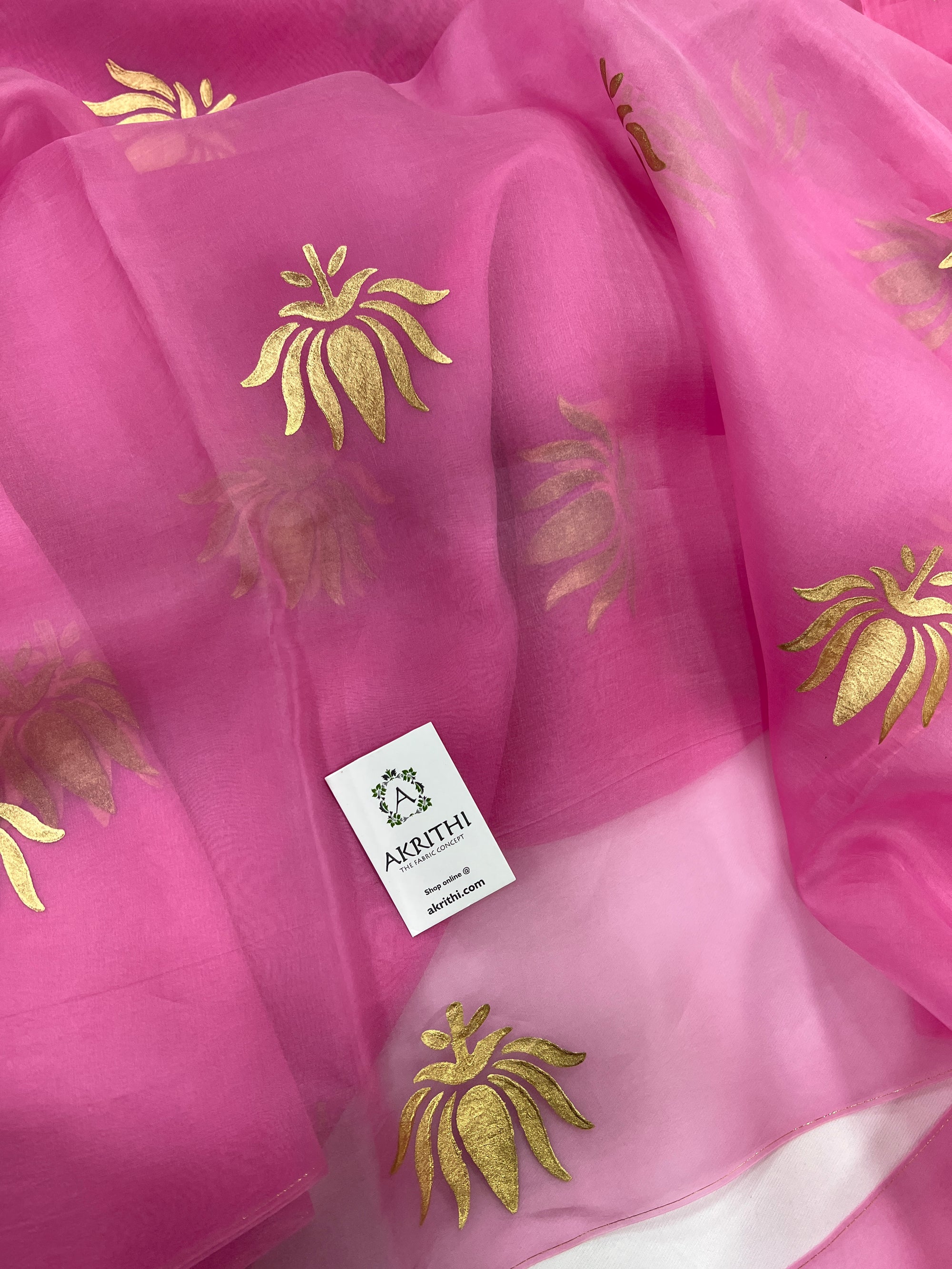 BLOCK PRINTED PURE SILK ORGANZA SAREE