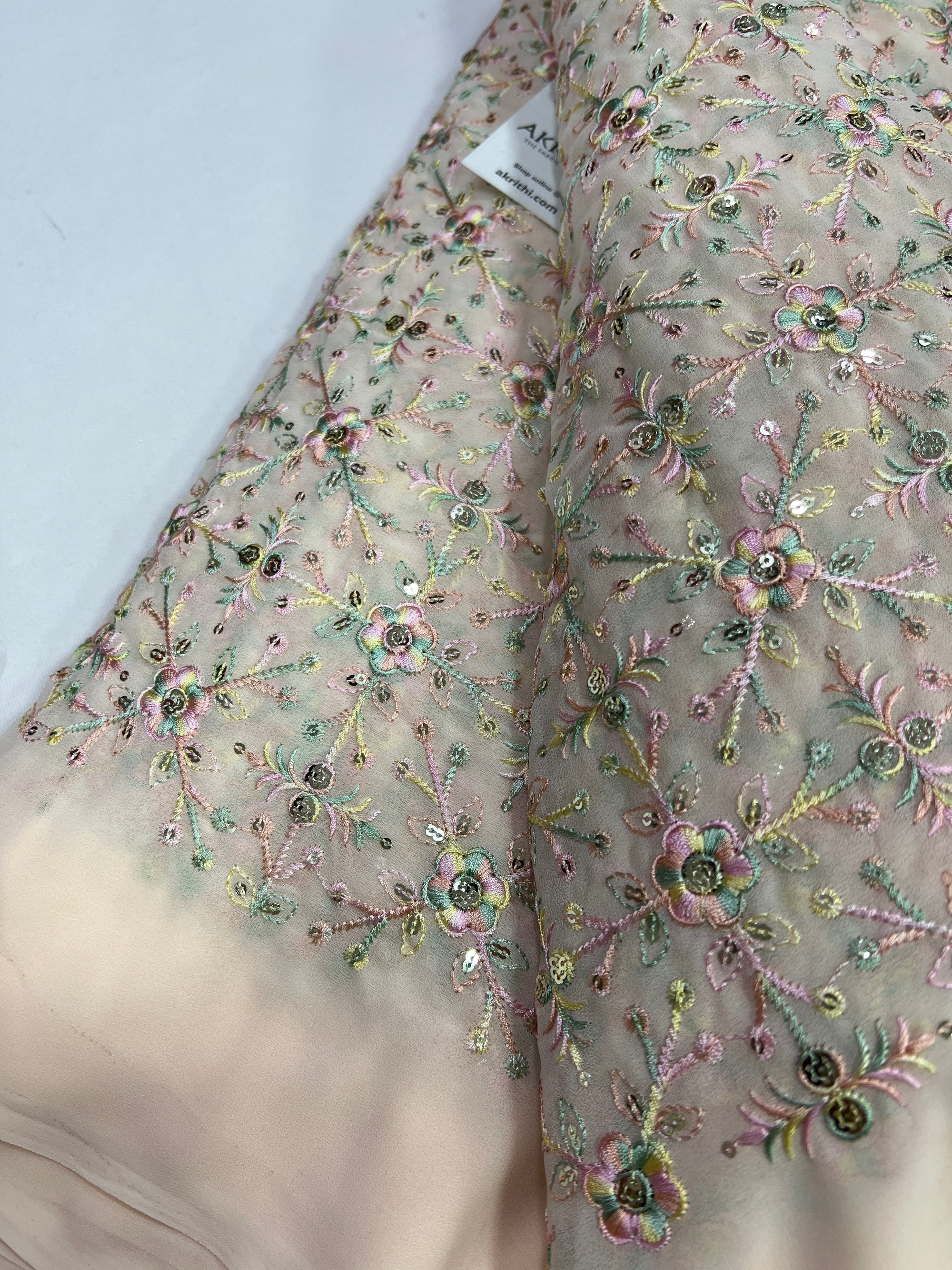 Embroidery on georgette fabric 1.4 metres cut