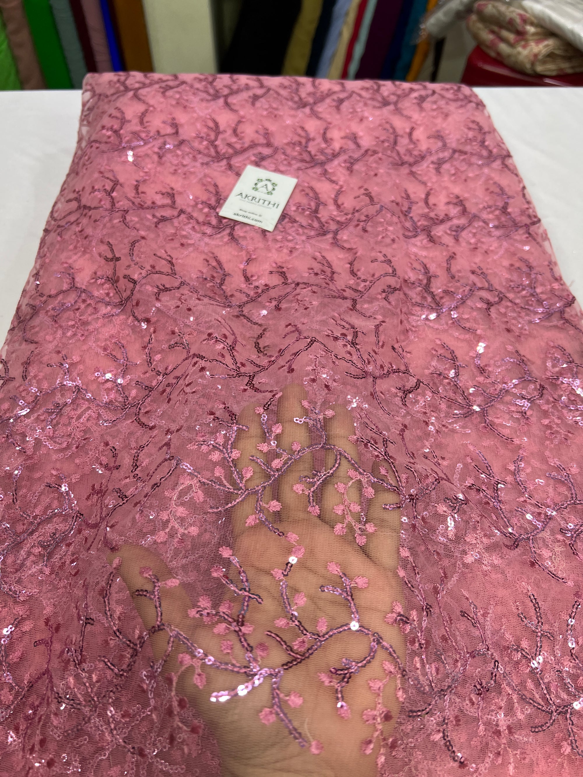 Embroidery on net fabric