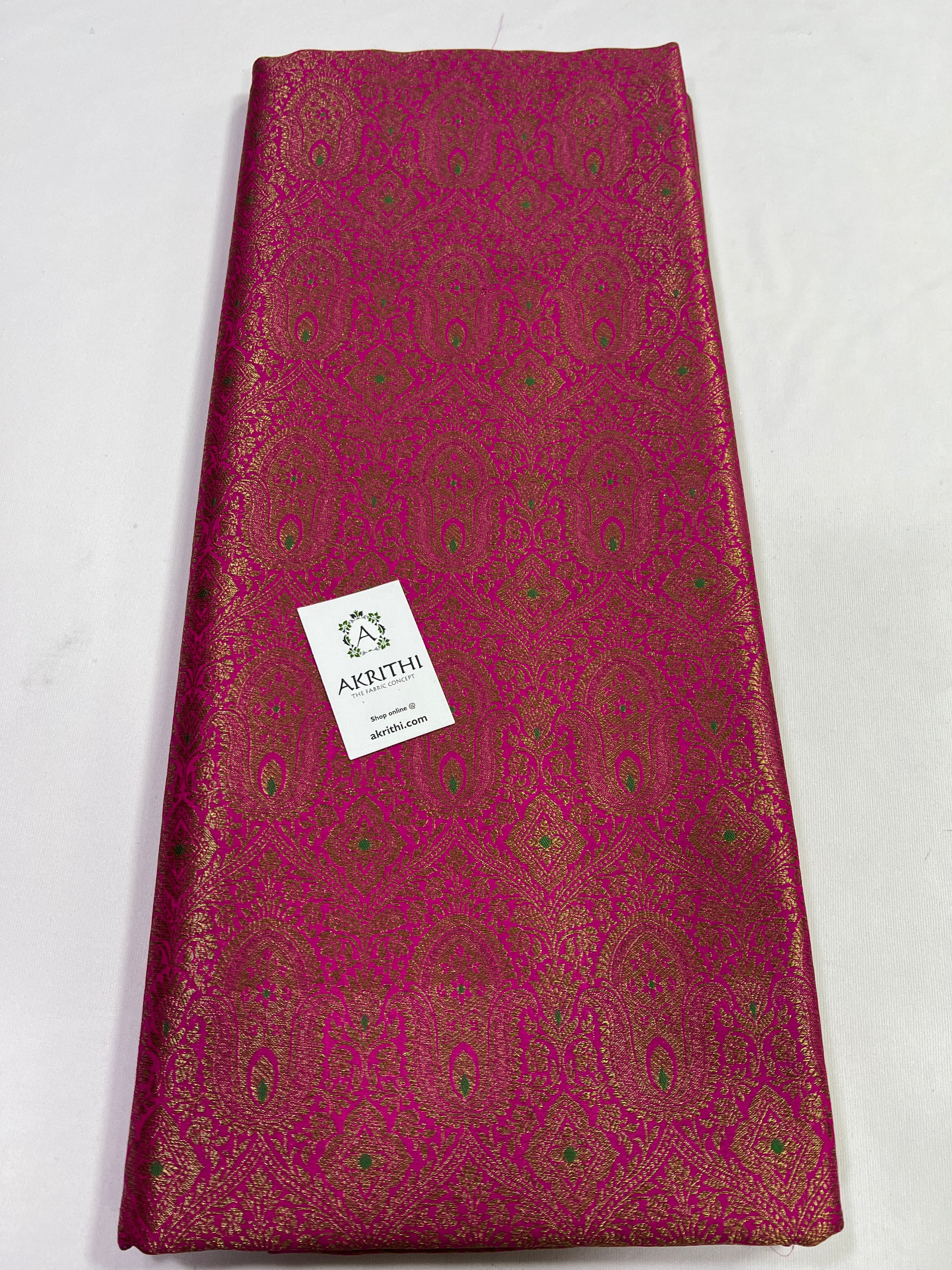 Handloom Banarasi brocade fabric with antique zari