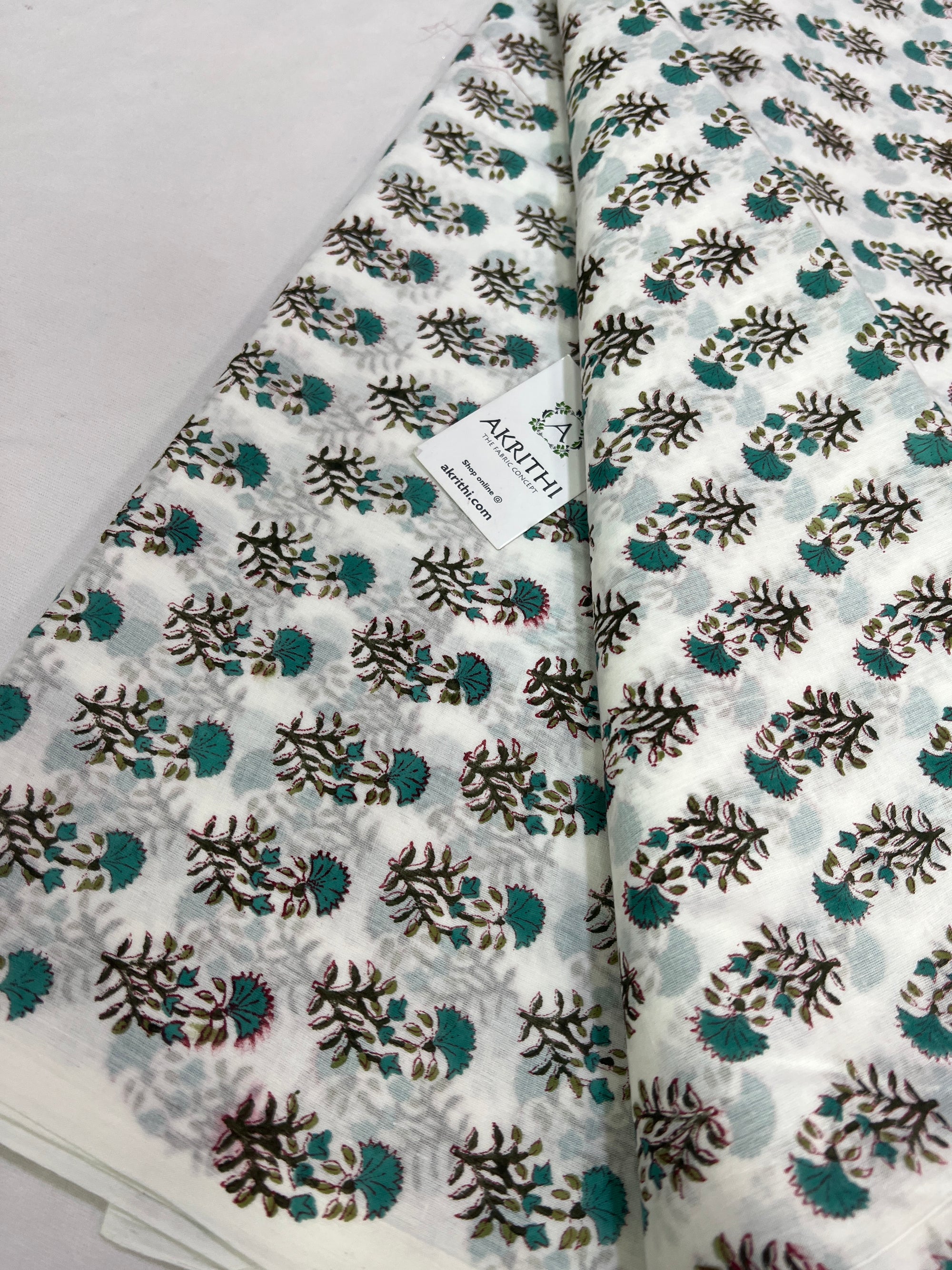 Hand block Printed pure mul cotton fabric