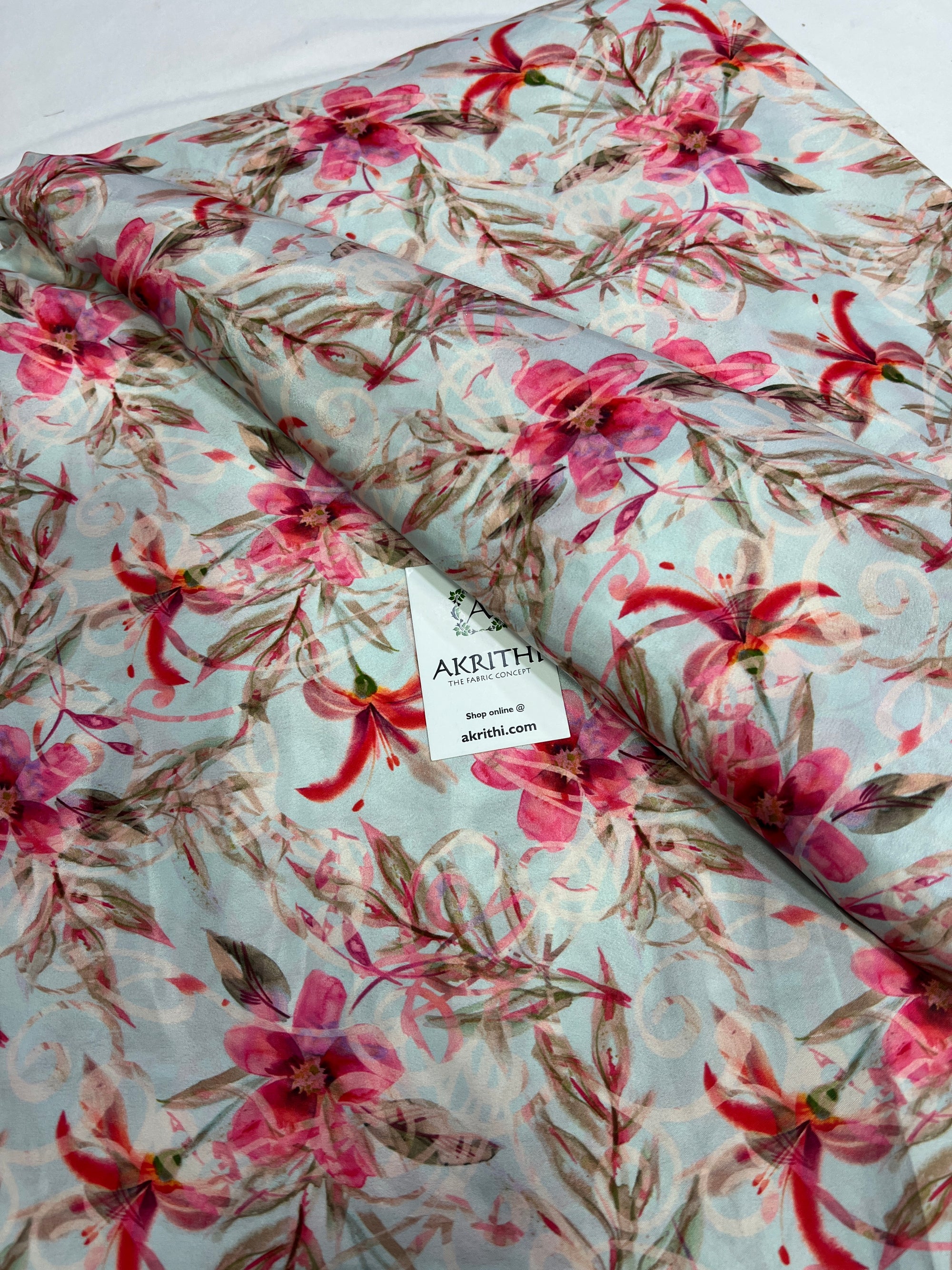 Digital floral printed crepe fabric