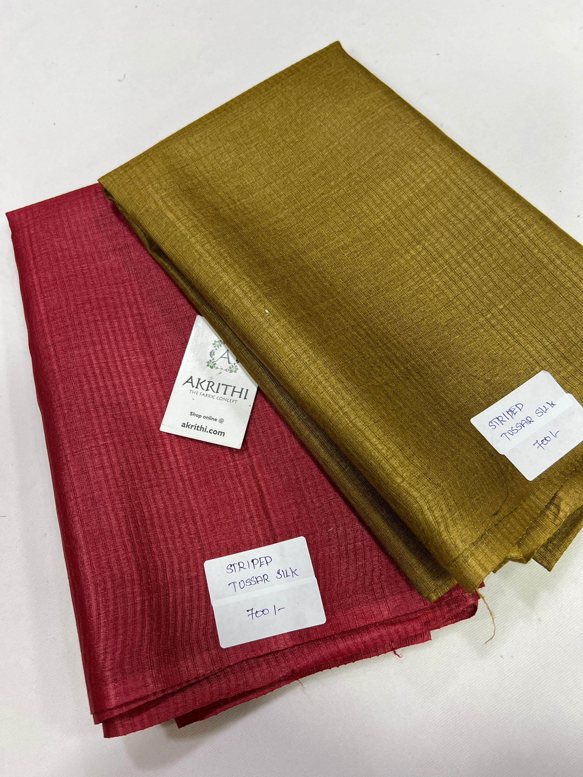 Pure tussar silk striped kurta fabric (pack of two)