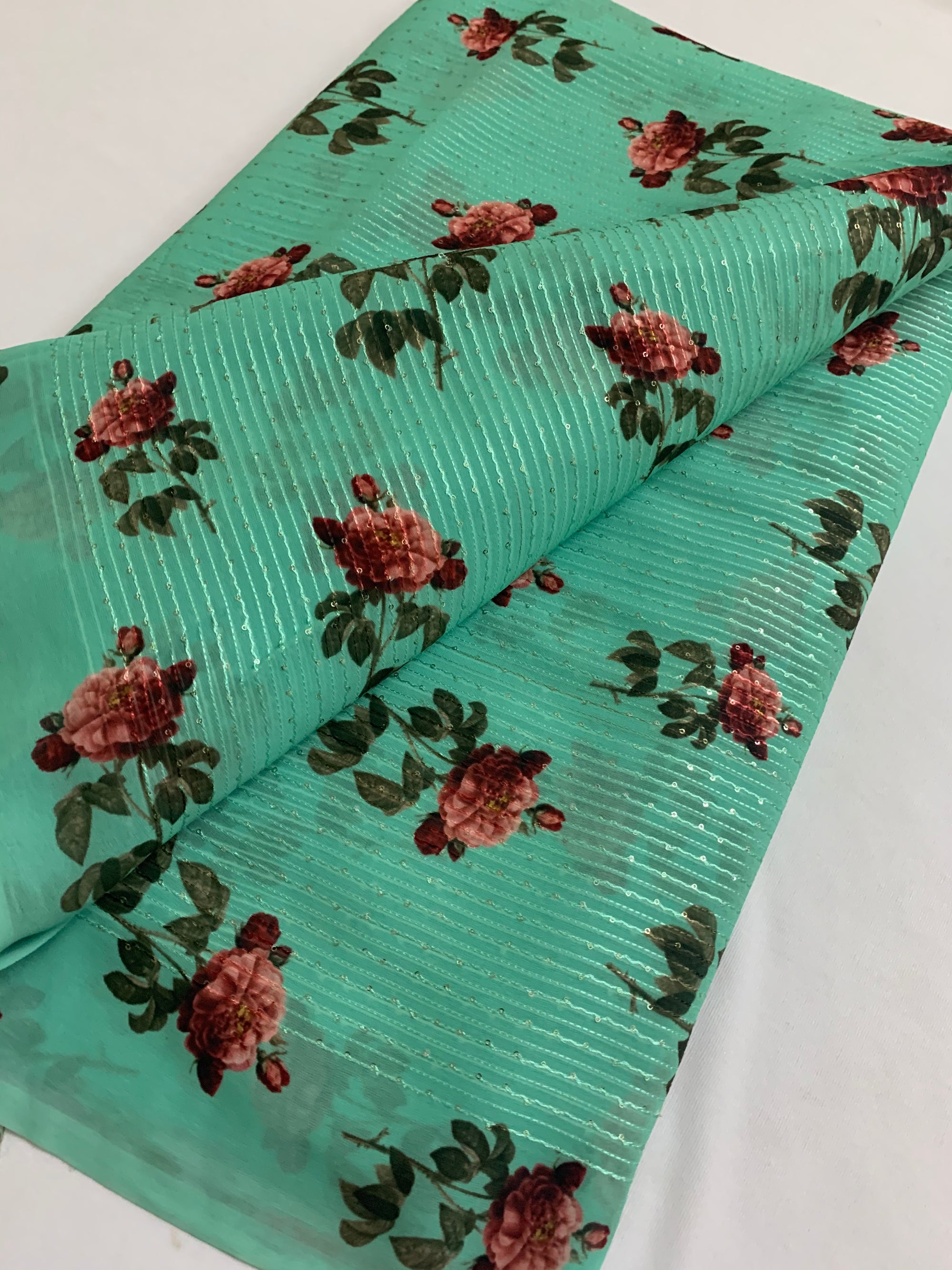 Embroidery on georgette saree