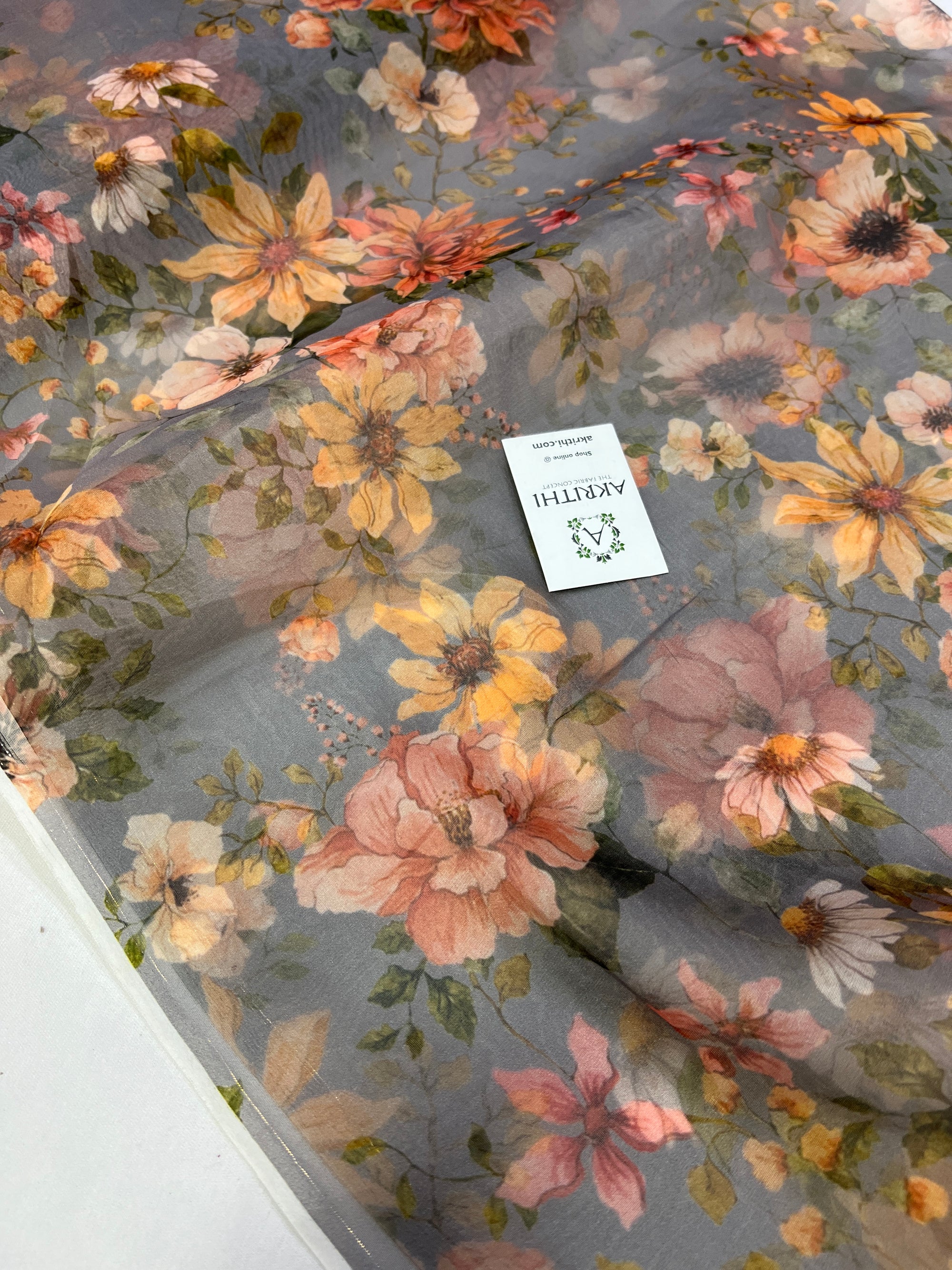 Digital floral Printed organza fabric