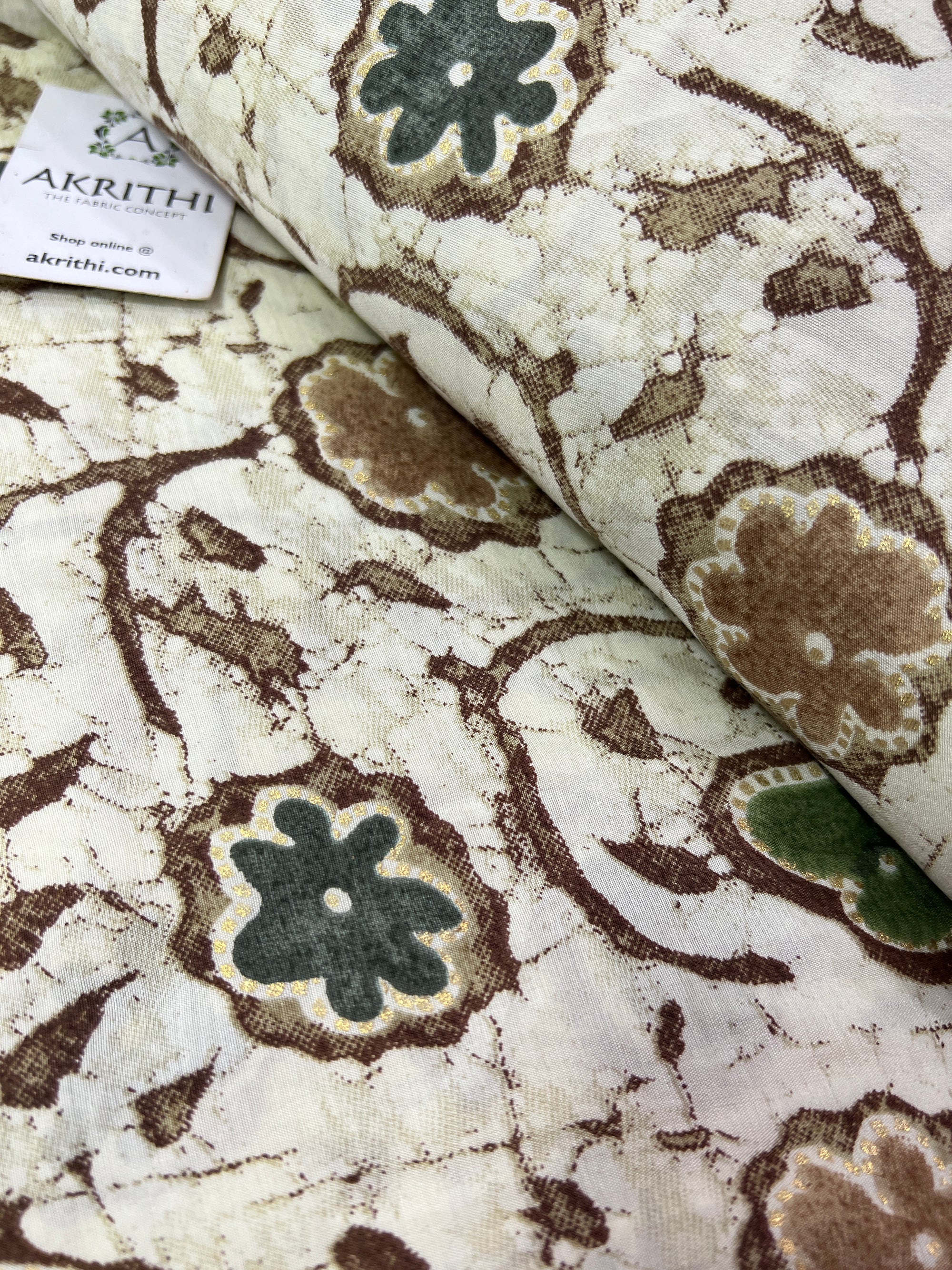 Digital printed silk fabric with foil