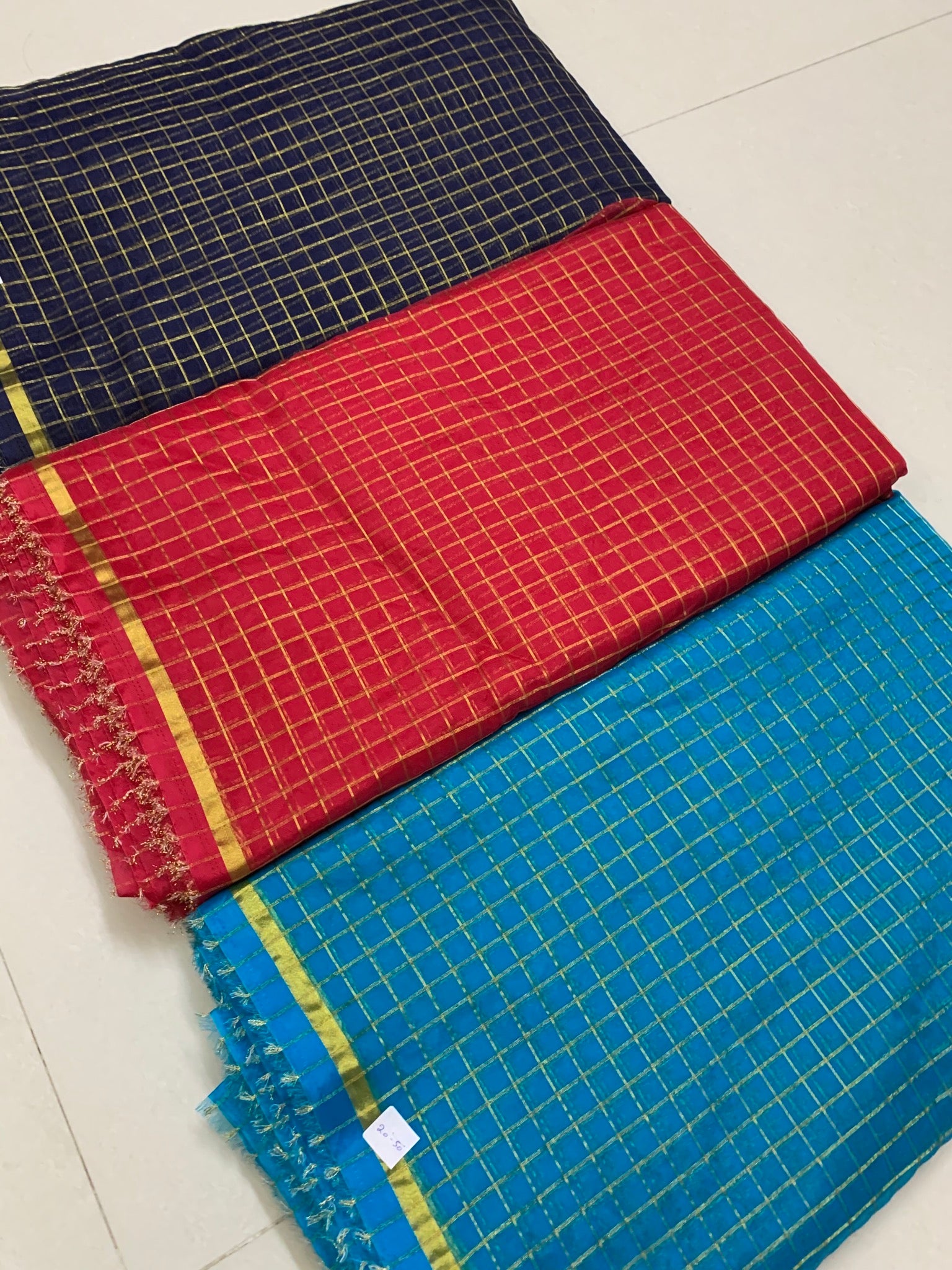 Zari checks organza fabric