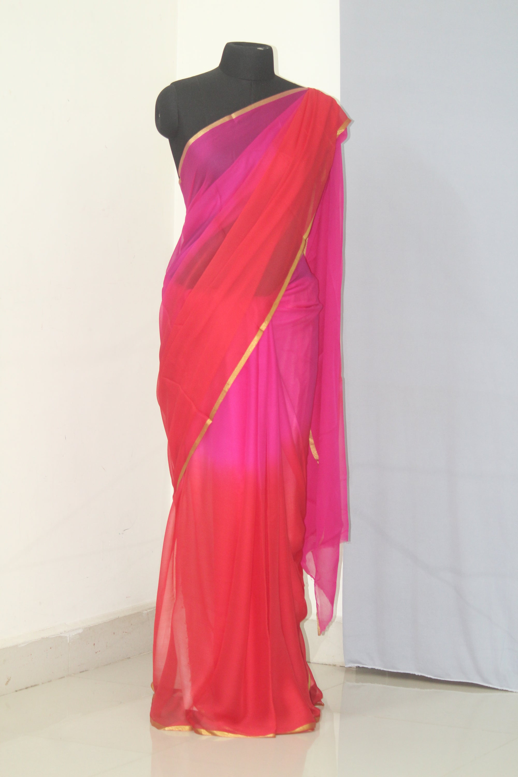 Pure silk chiffon saree