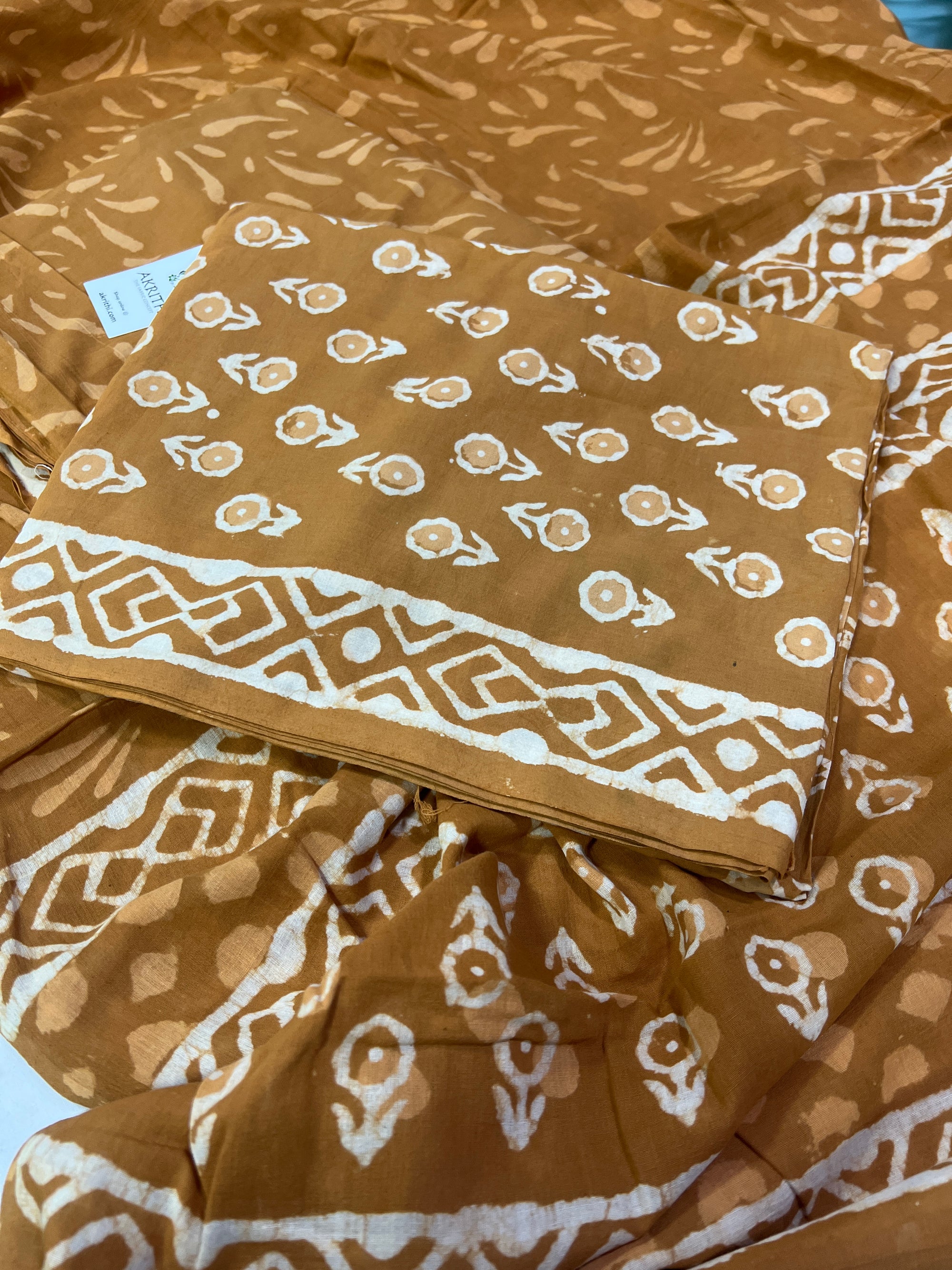 Hand block printed pure cotton salwar suit with dupatta