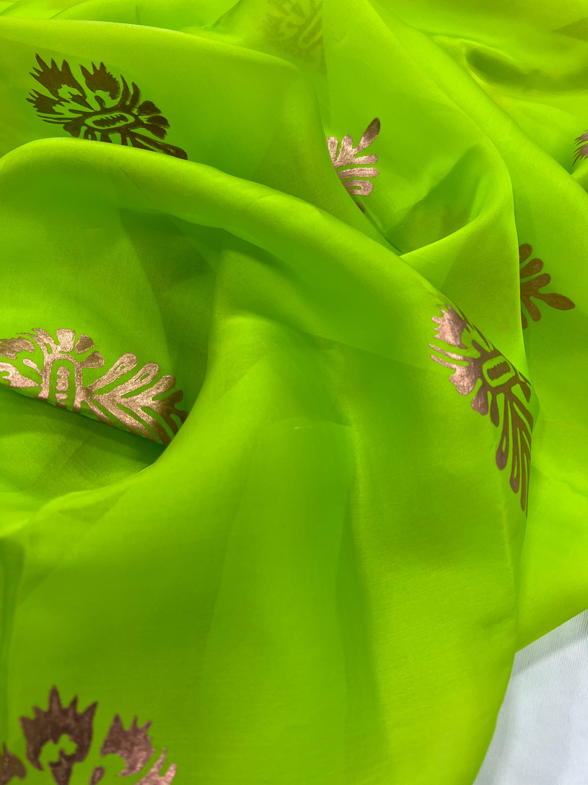 BLOCK PRINTED PURE SILK SATIN ORGANZA SAREE