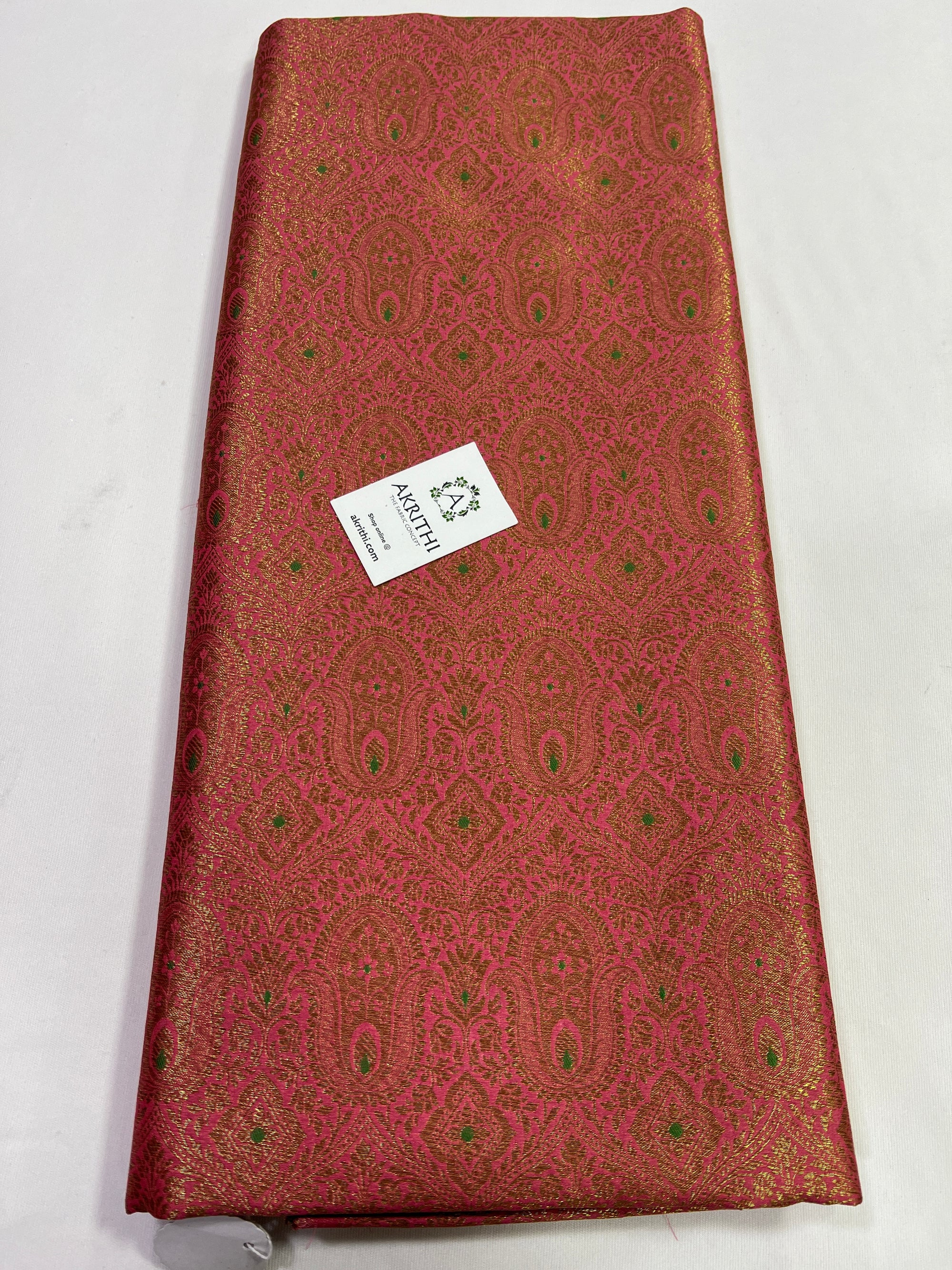 Handloom Banarasi brocade fabric with antique zari
