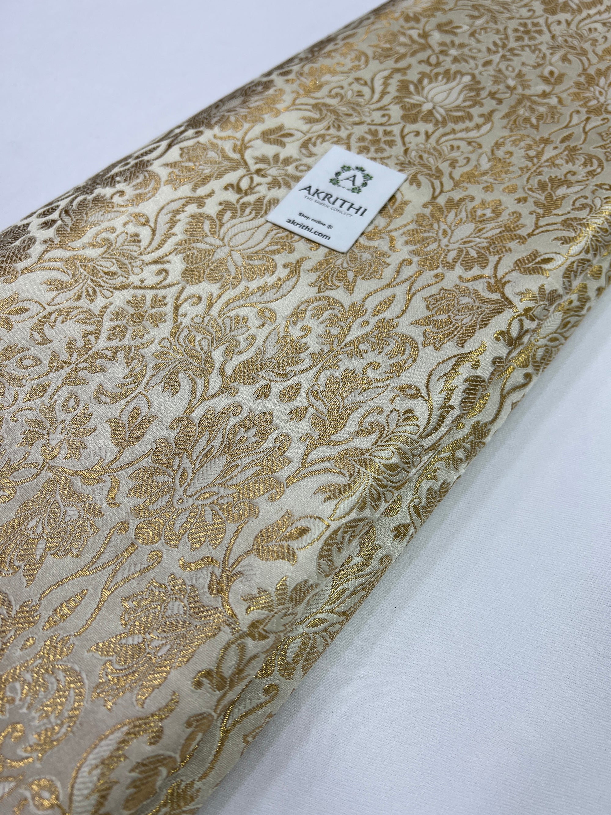 Banarasi brocade fabric off white