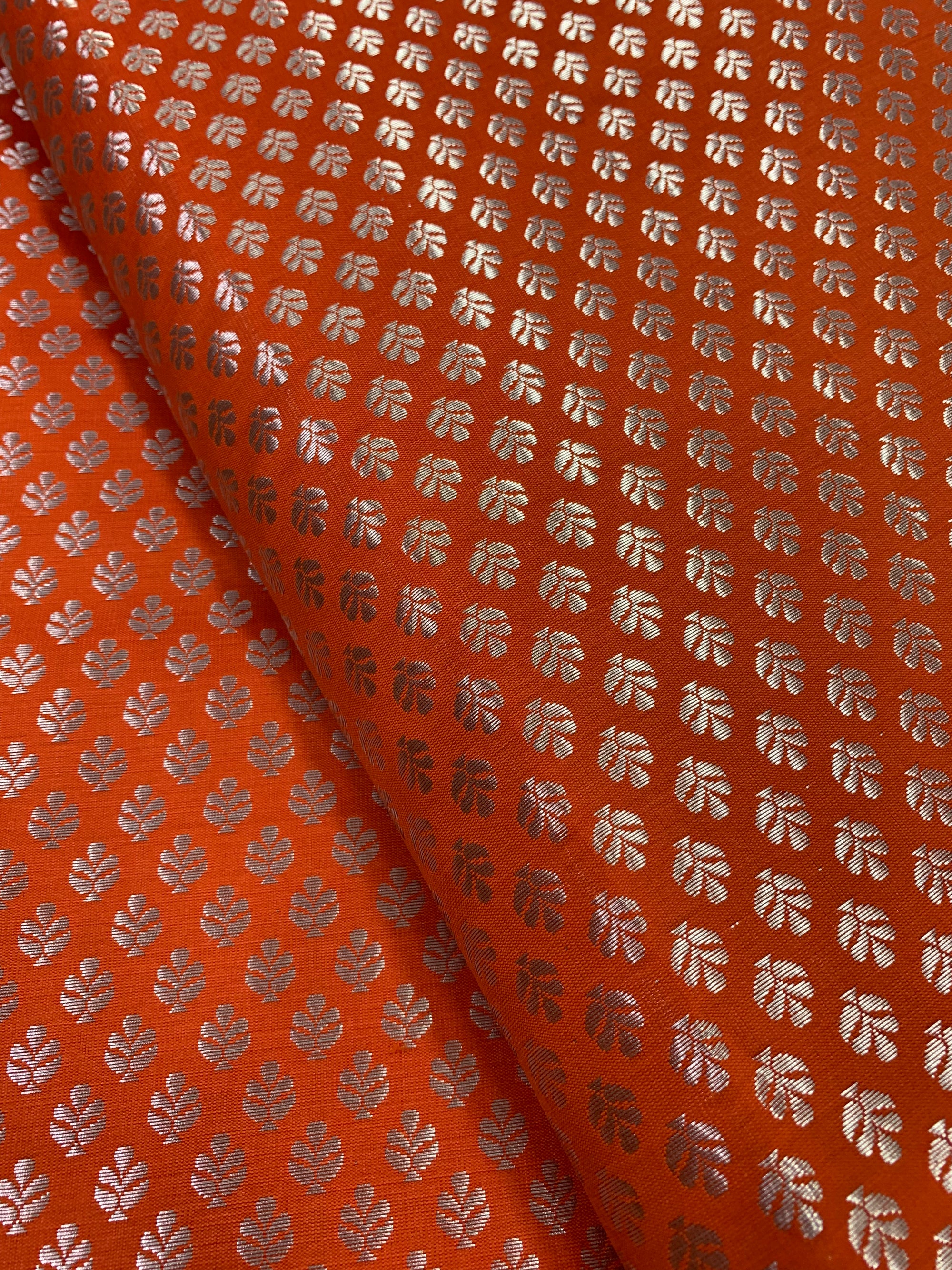 Banarasi brocade fabric with silver zari