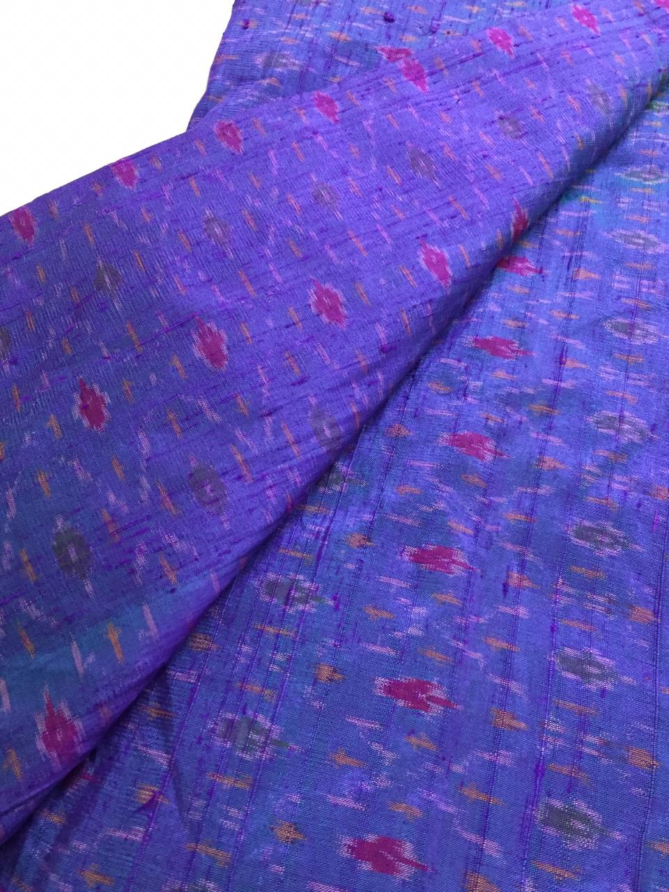 Handloom Ikat pure dupion raw silk kurta fabric
