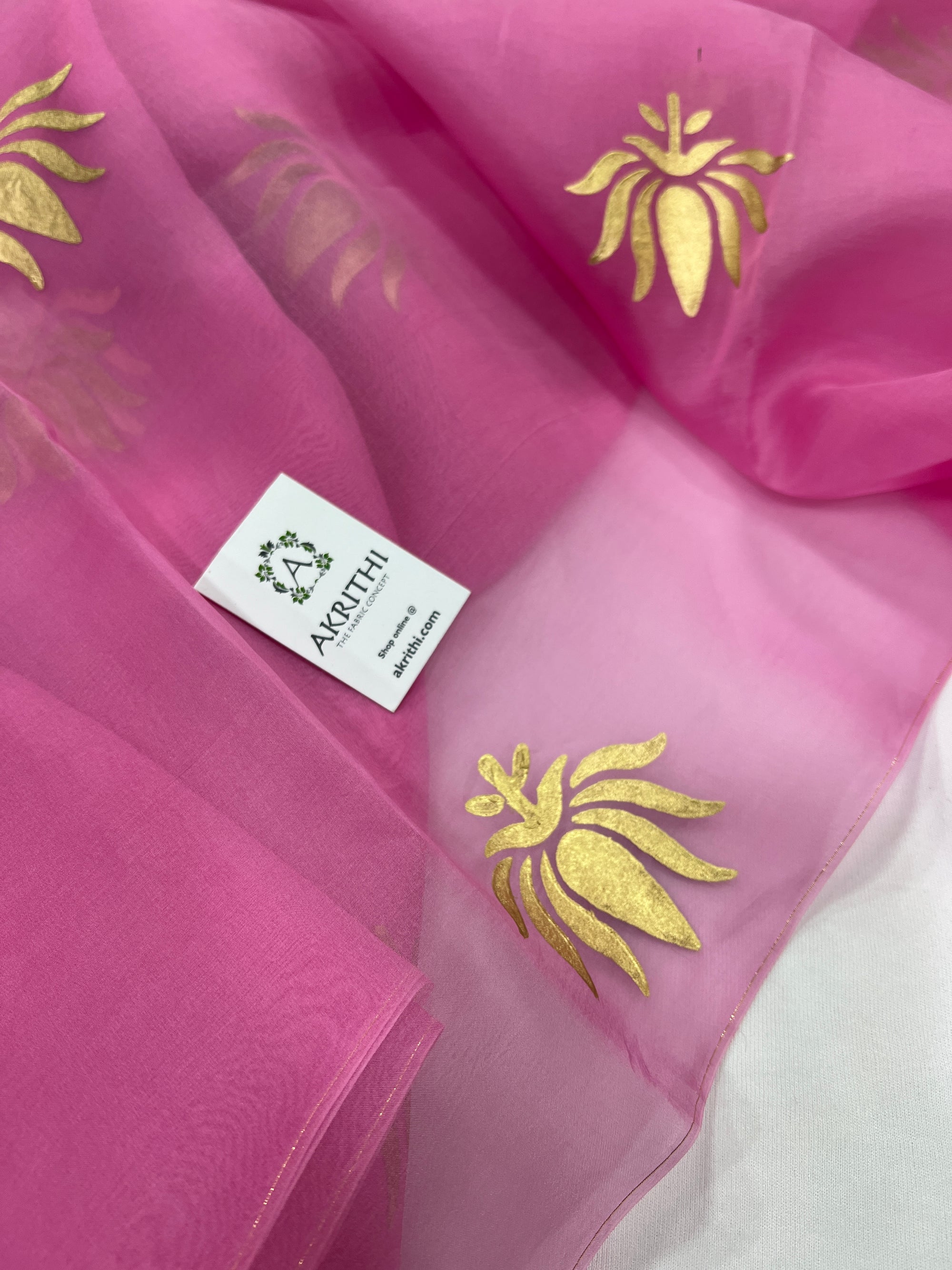 BLOCK PRINTED PURE SILK ORGANZA SAREE