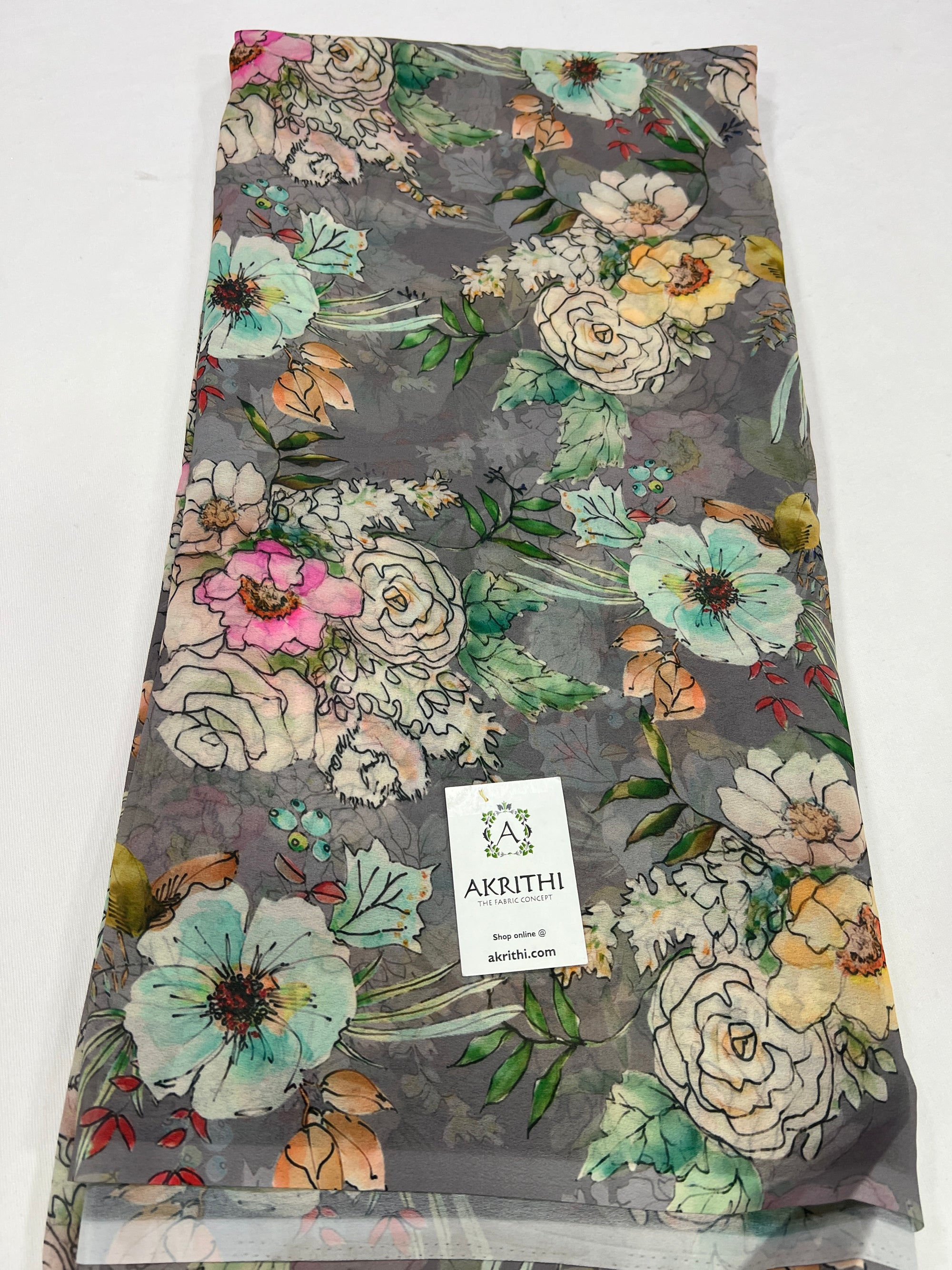 Digital floral printed georgette fabric