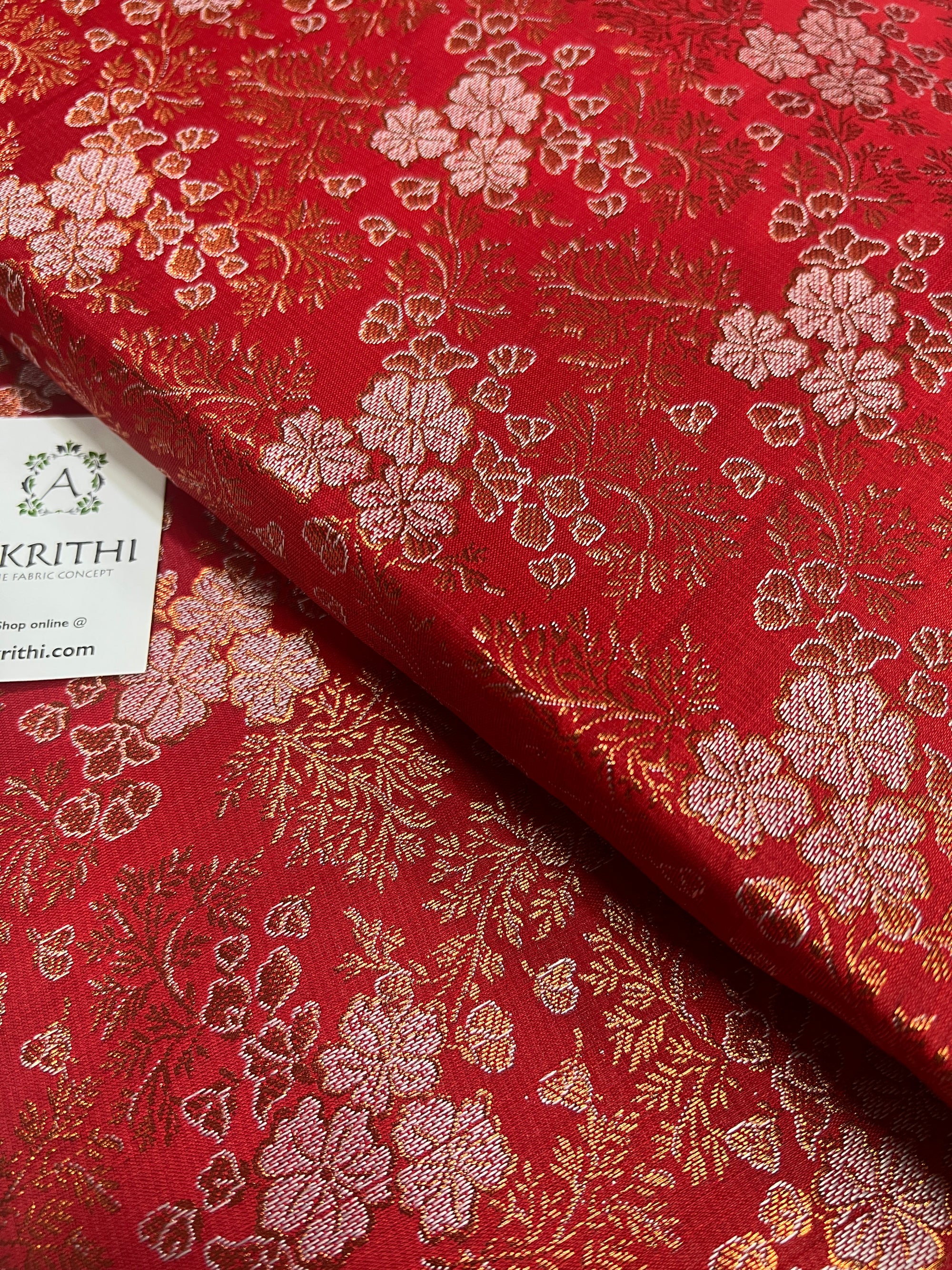 Banarasi brocade fabric with copper zari