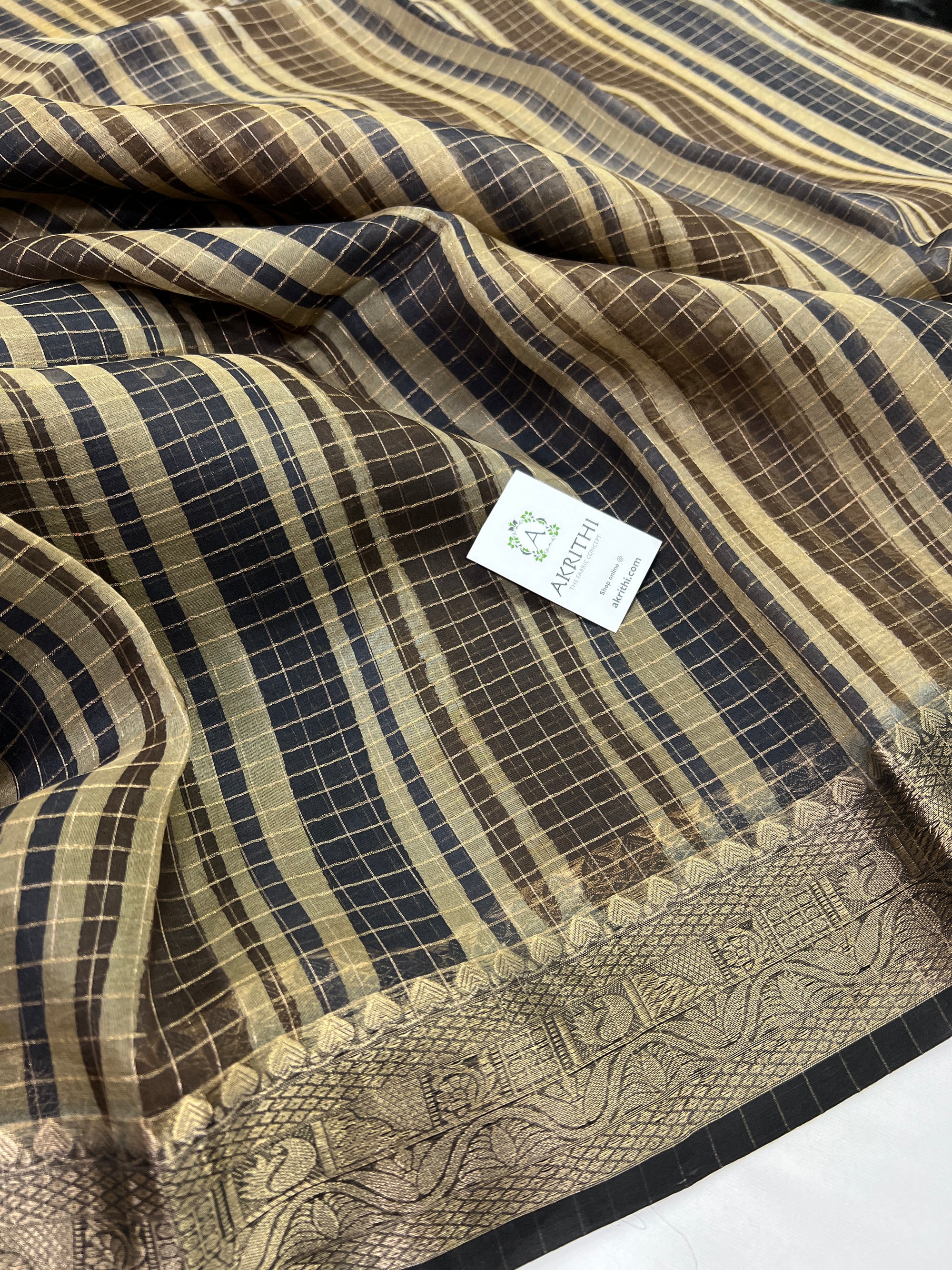 Hand brushed pure silk organza saree