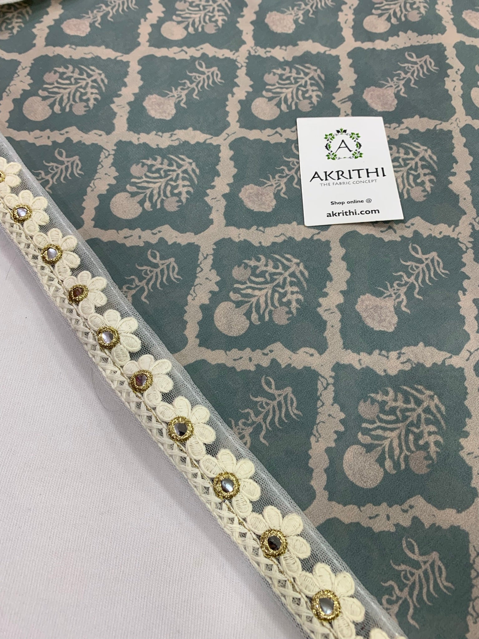 Printed Georgette saree with lace
