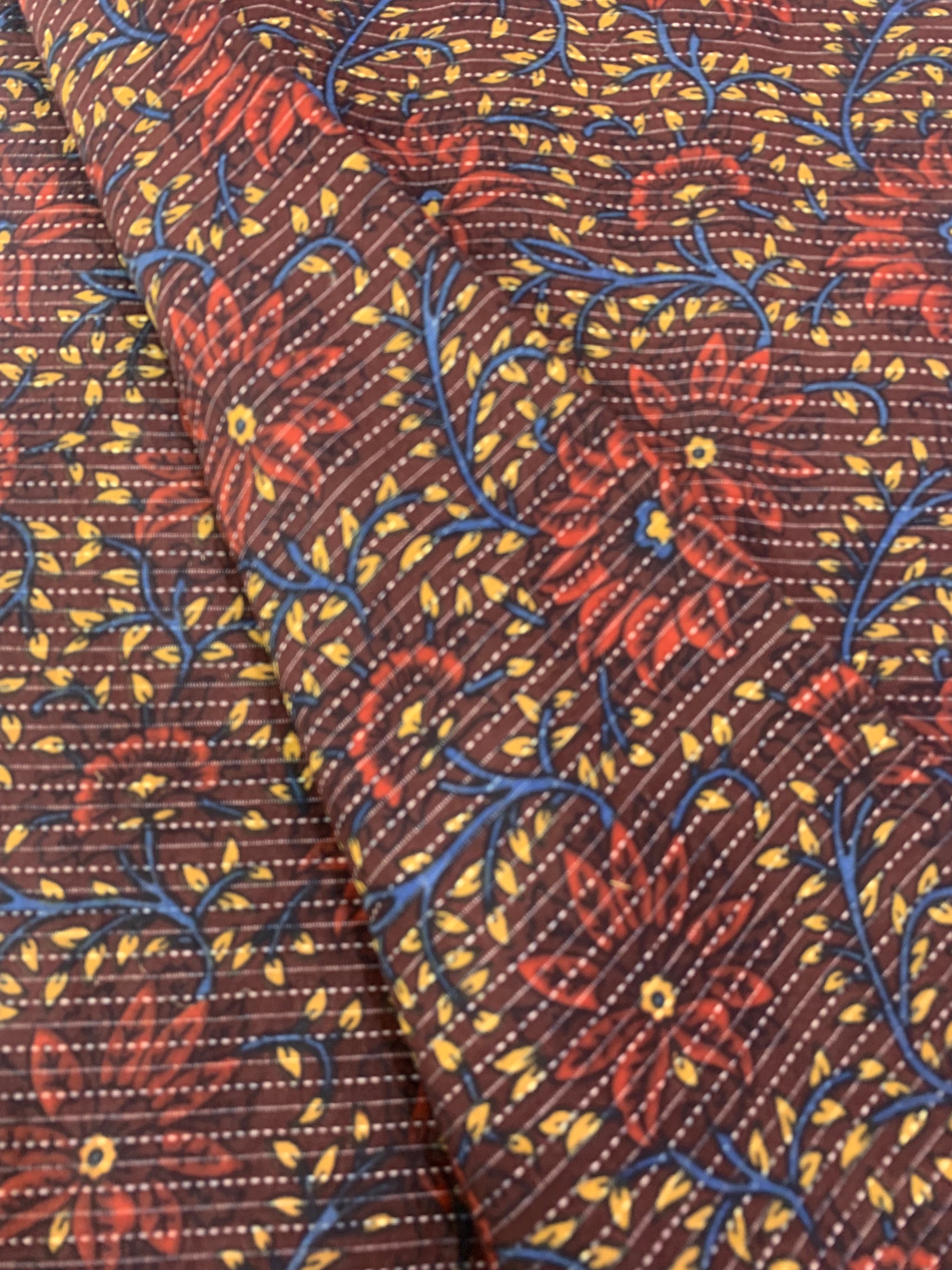 Hand block Kalamkari Printed Kantha pure cotton fabric