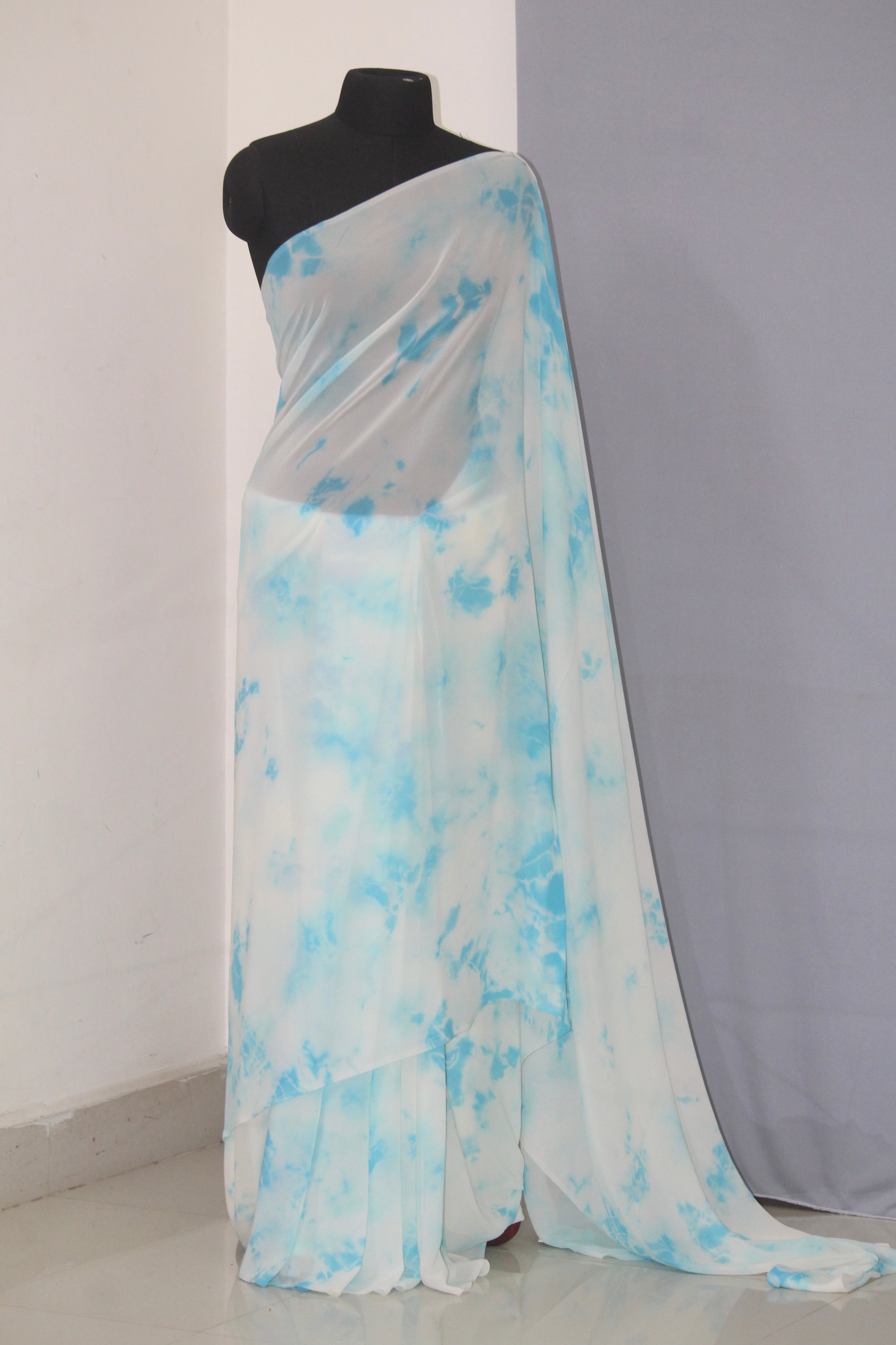Shibori tie and dye pure georgette saree