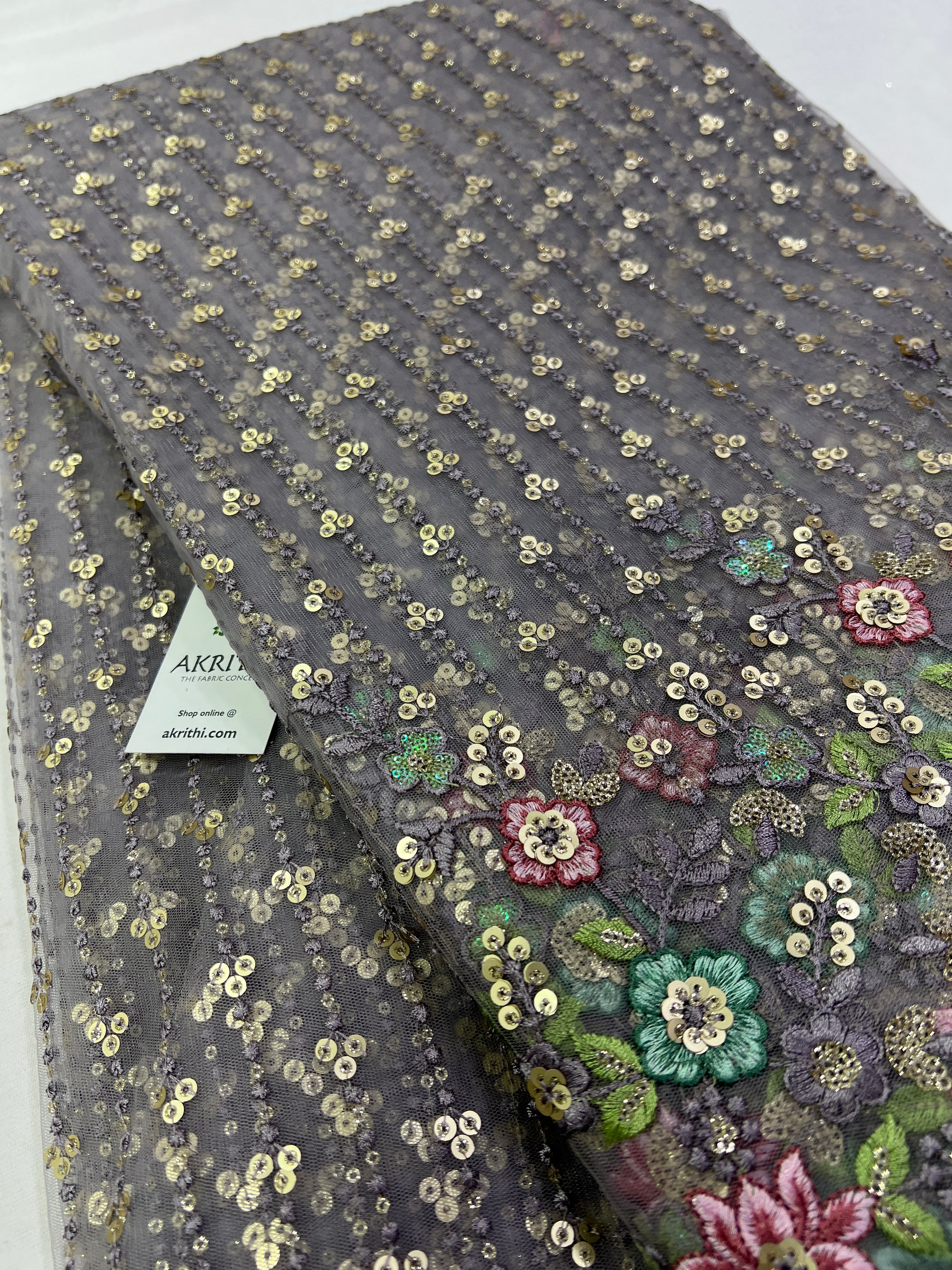 Embroidery on net fabric