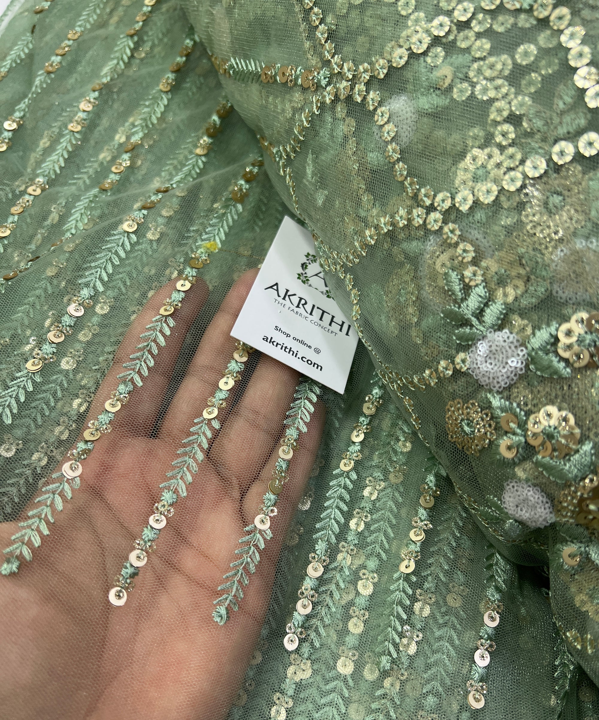 Embroidery on net fabric