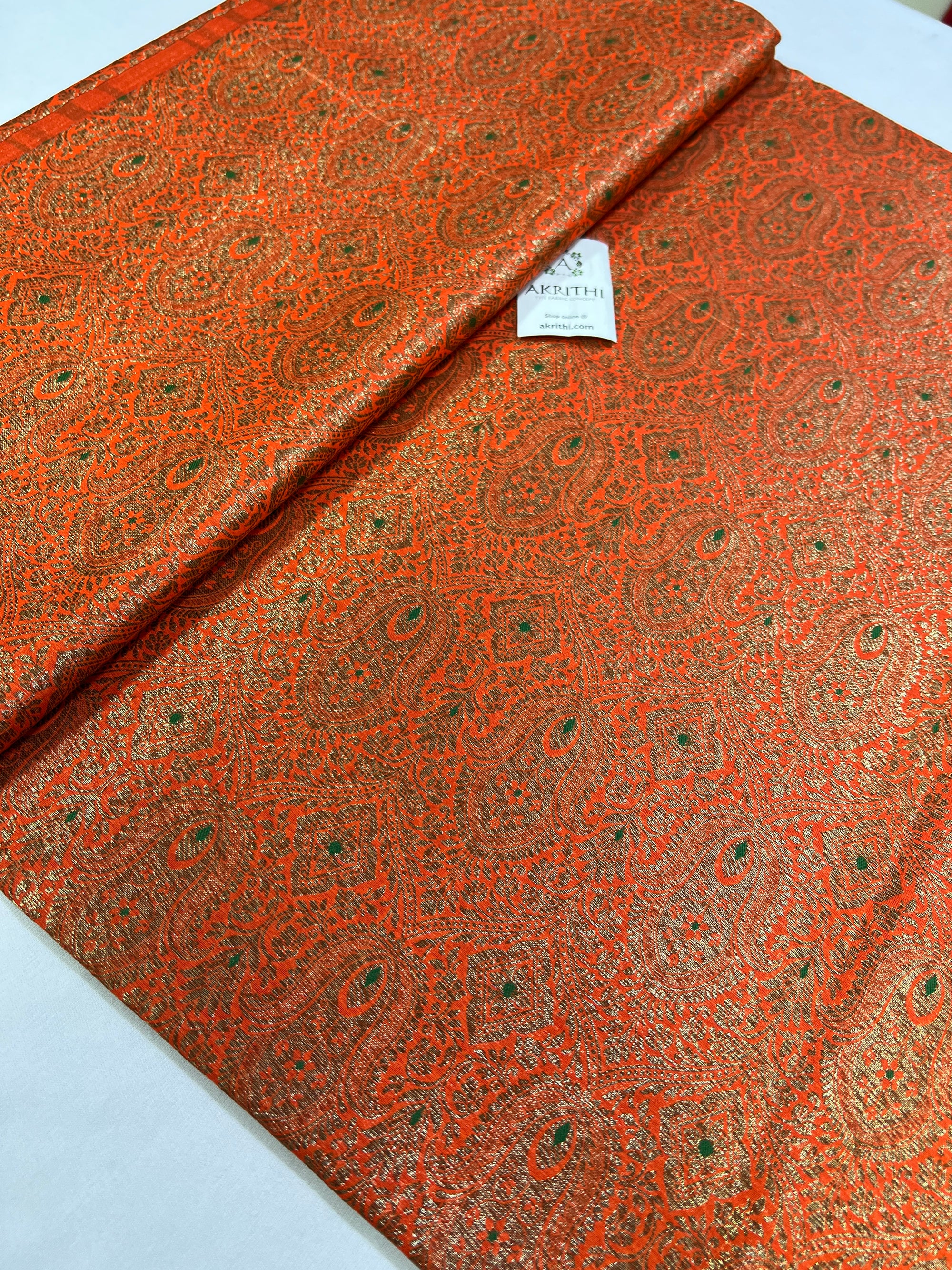 Handloom Banarasi brocade fabric antique zari