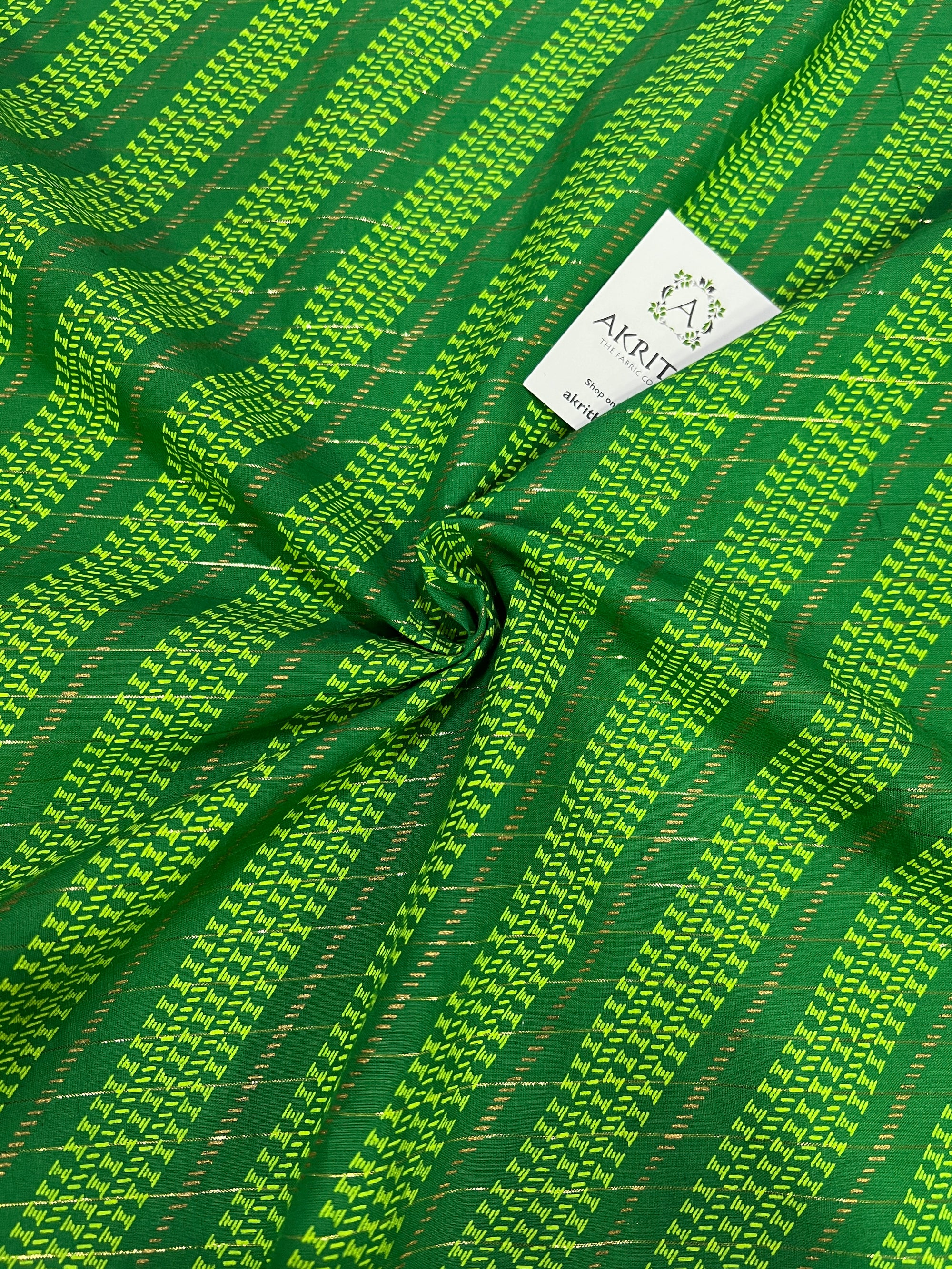 Printed pure cotton with golden zari fabric