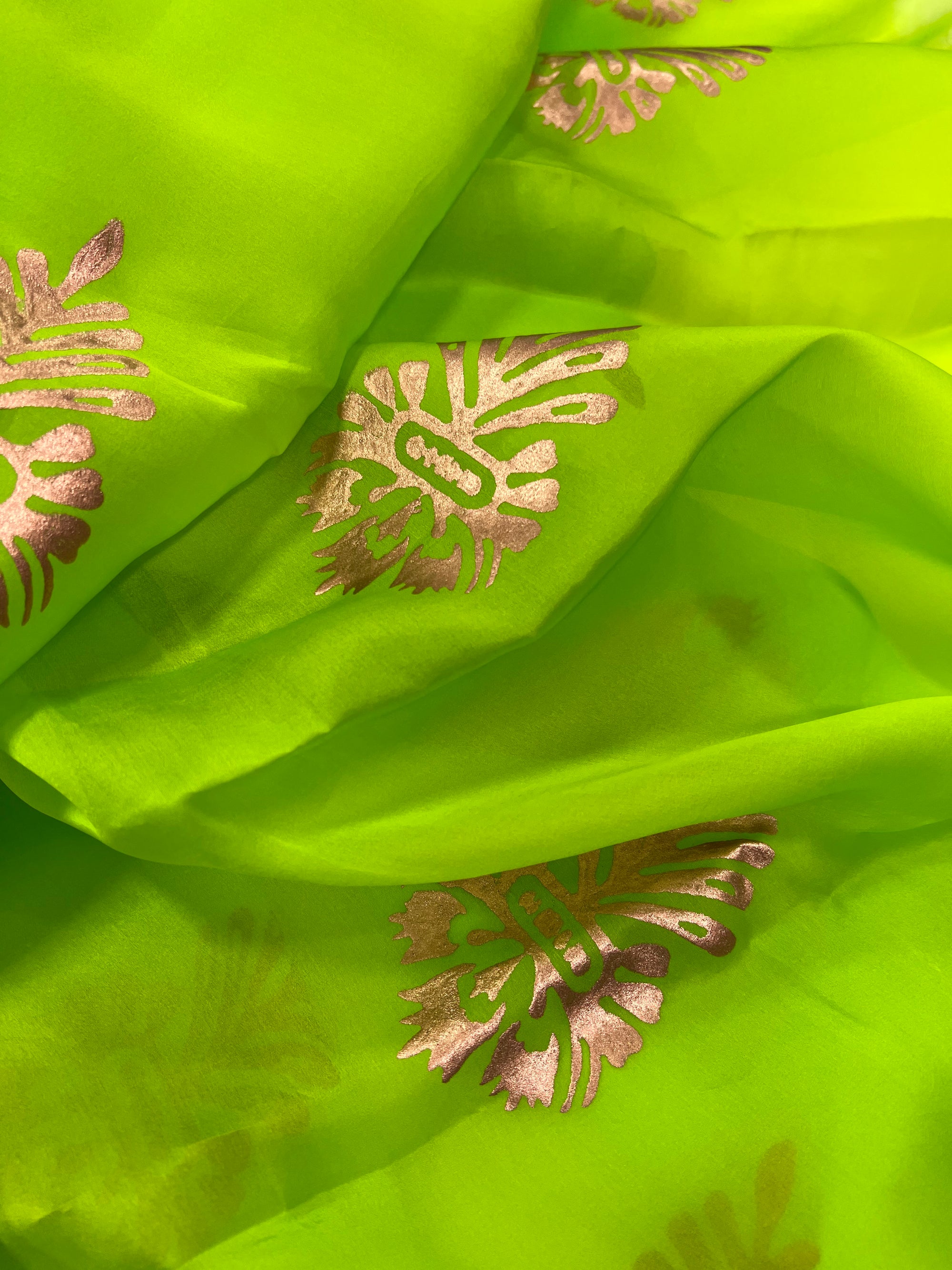BLOCK PRINTED PURE SILK SATIN ORGANZA SAREE