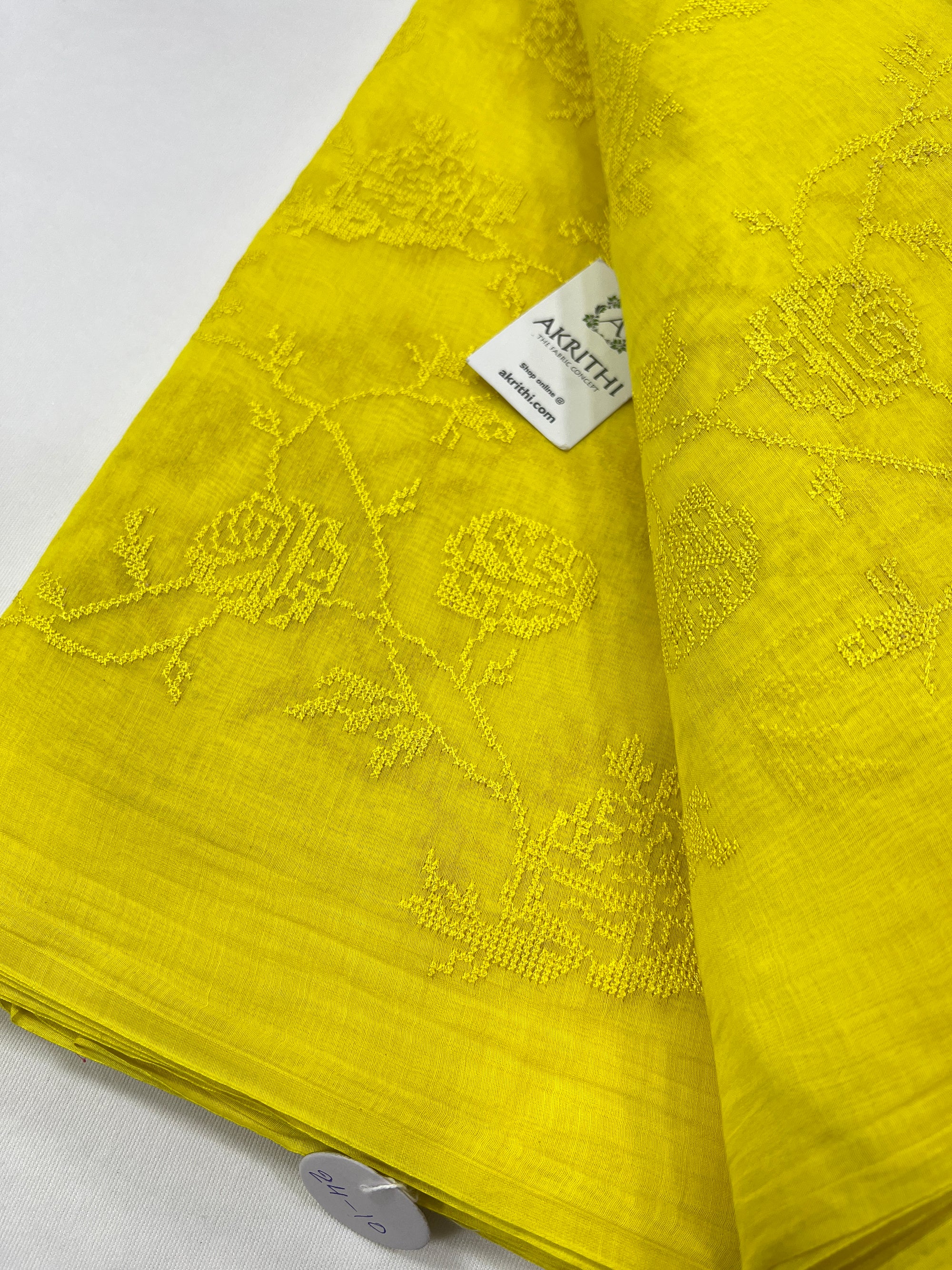 HANDLOOM MUL CHANDERI EMBROIDERED FABRIC