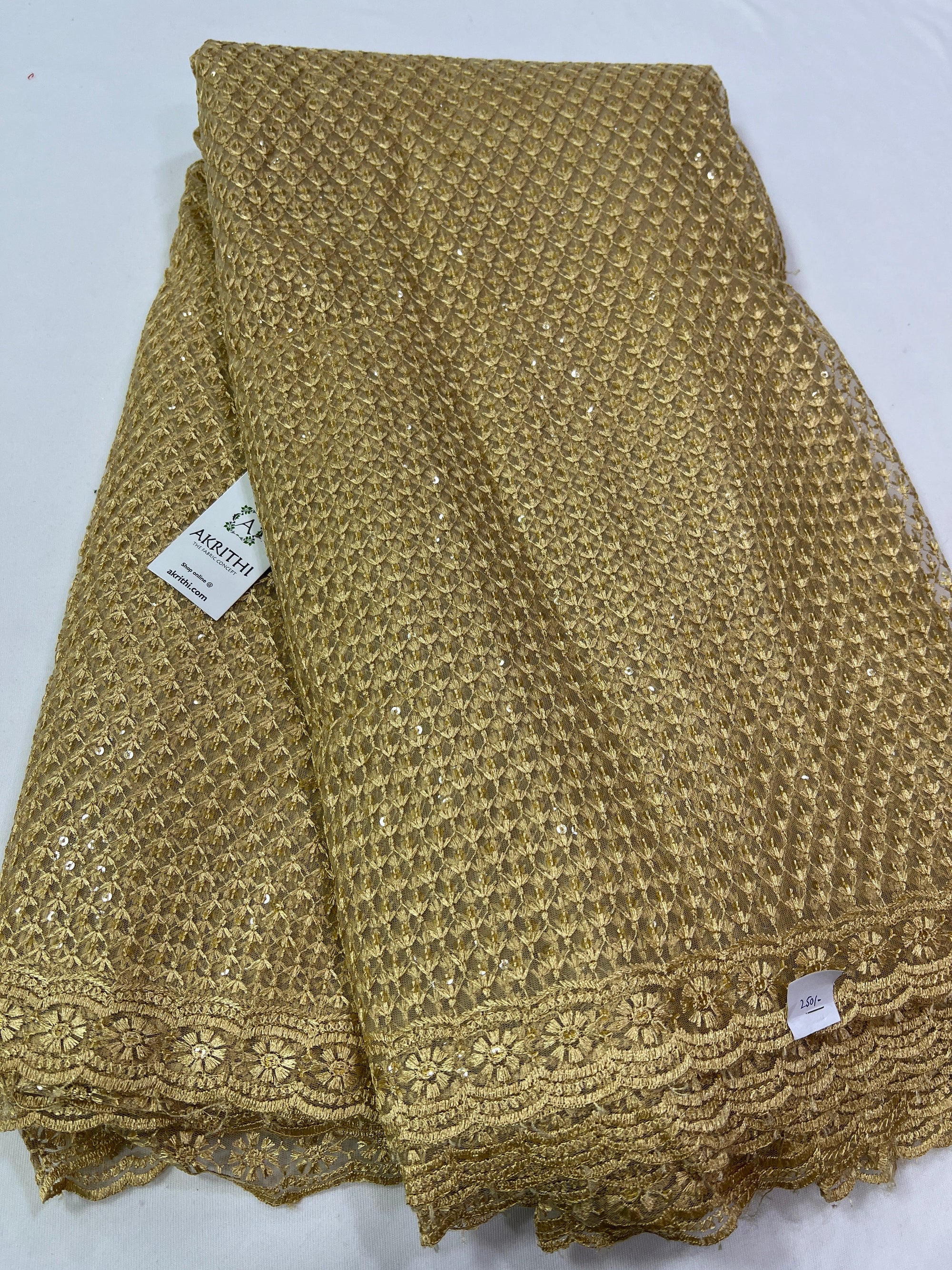 Embroidery on net fabric 35 cms cut