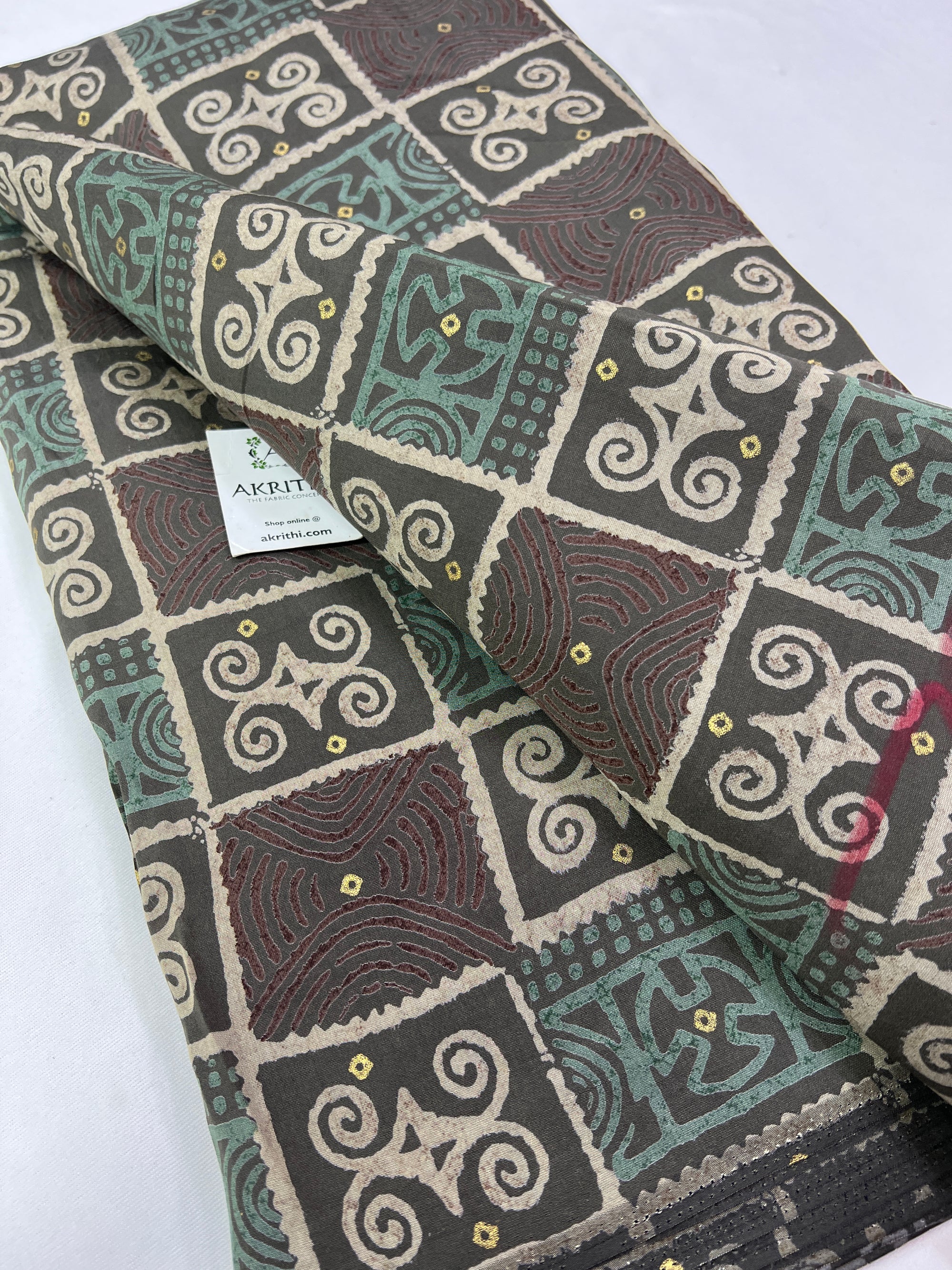 Digital printed Silk fabric with foil