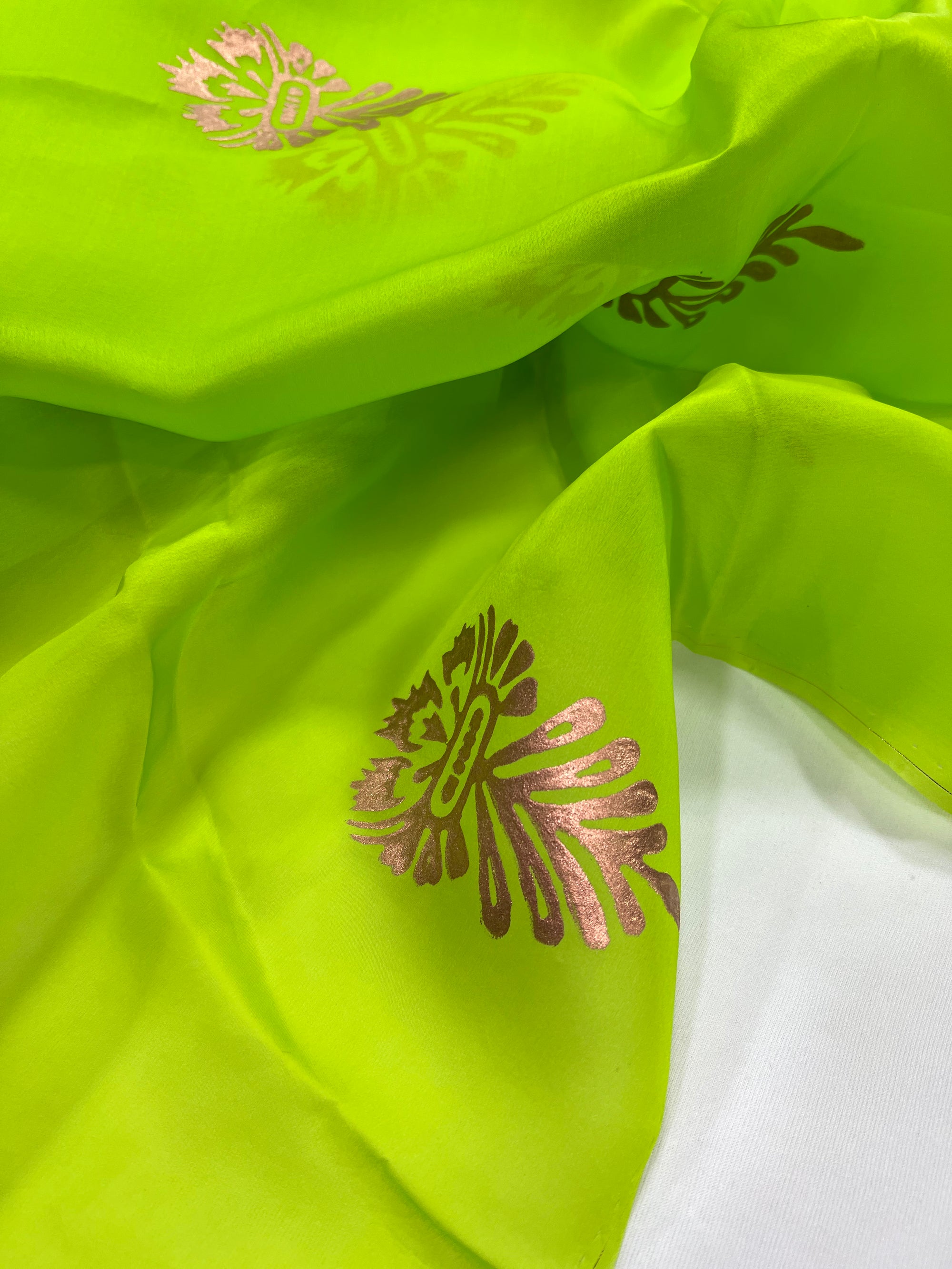 BLOCK PRINTED PURE SILK SATIN ORGANZA SAREE