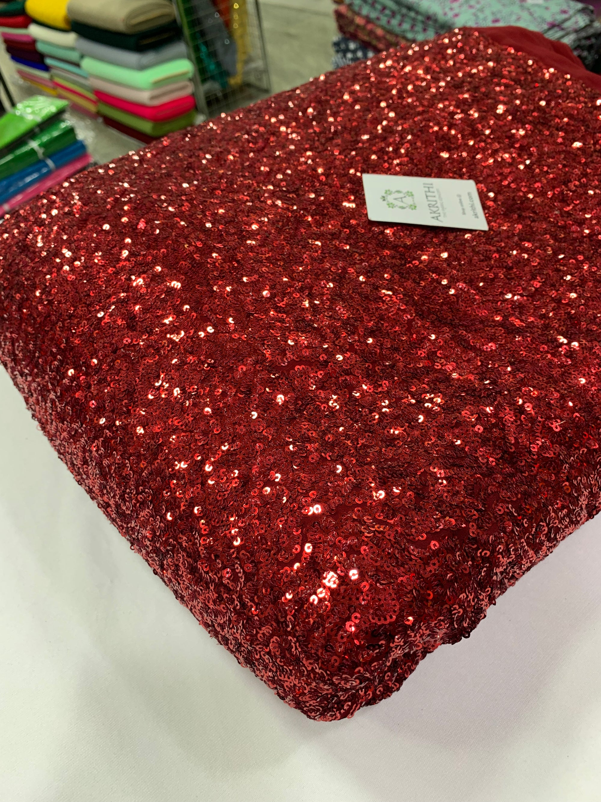 Sequins on pure georgette fabric