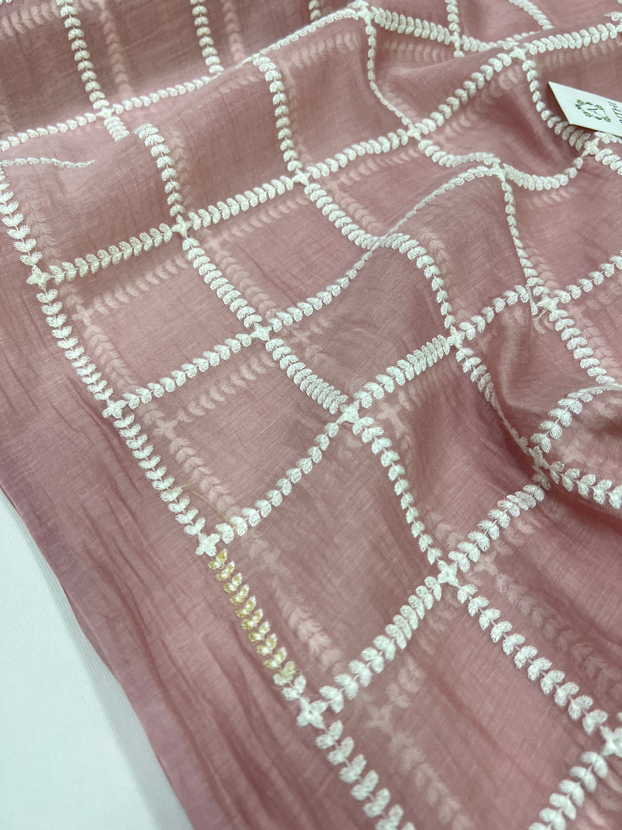 HANDLOOM MUL CHANDERI EMBROIDERED FABRIC