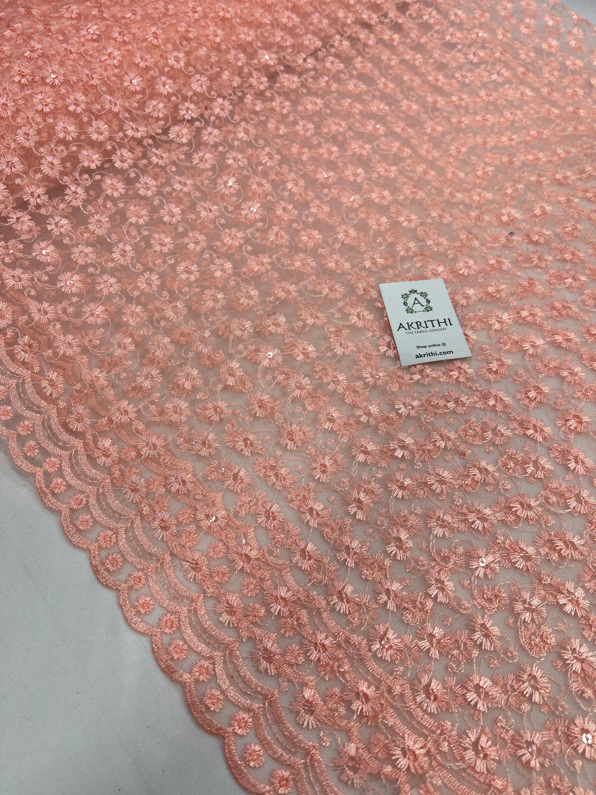 Embroidery on net fabric