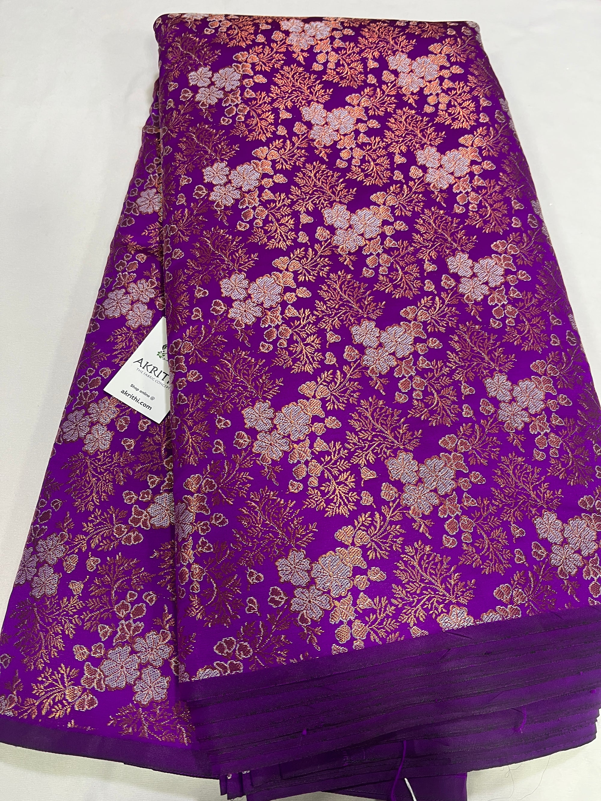 Banarasi brocade fabric with copper zari
