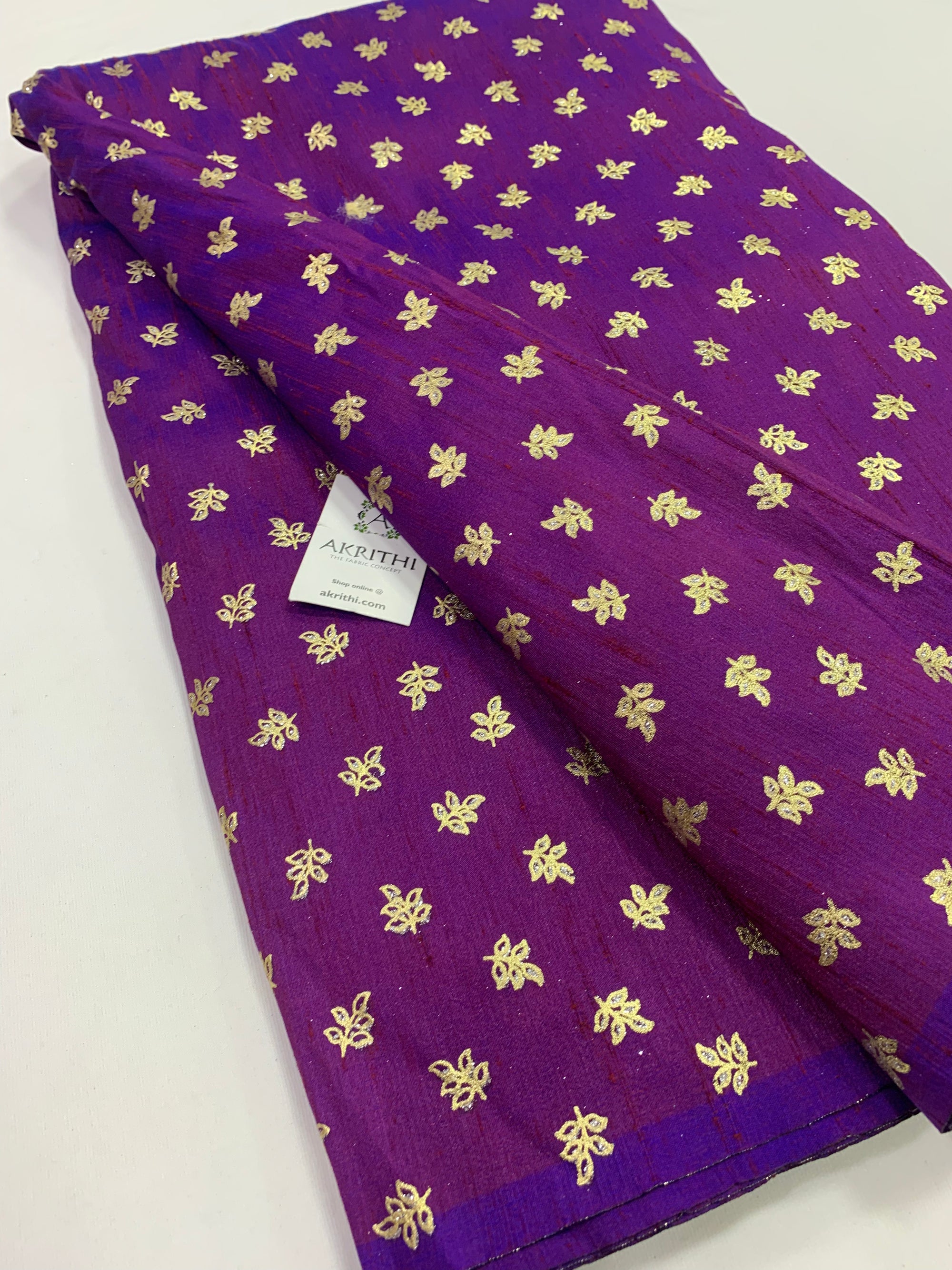 Foil printed raw silk fabric