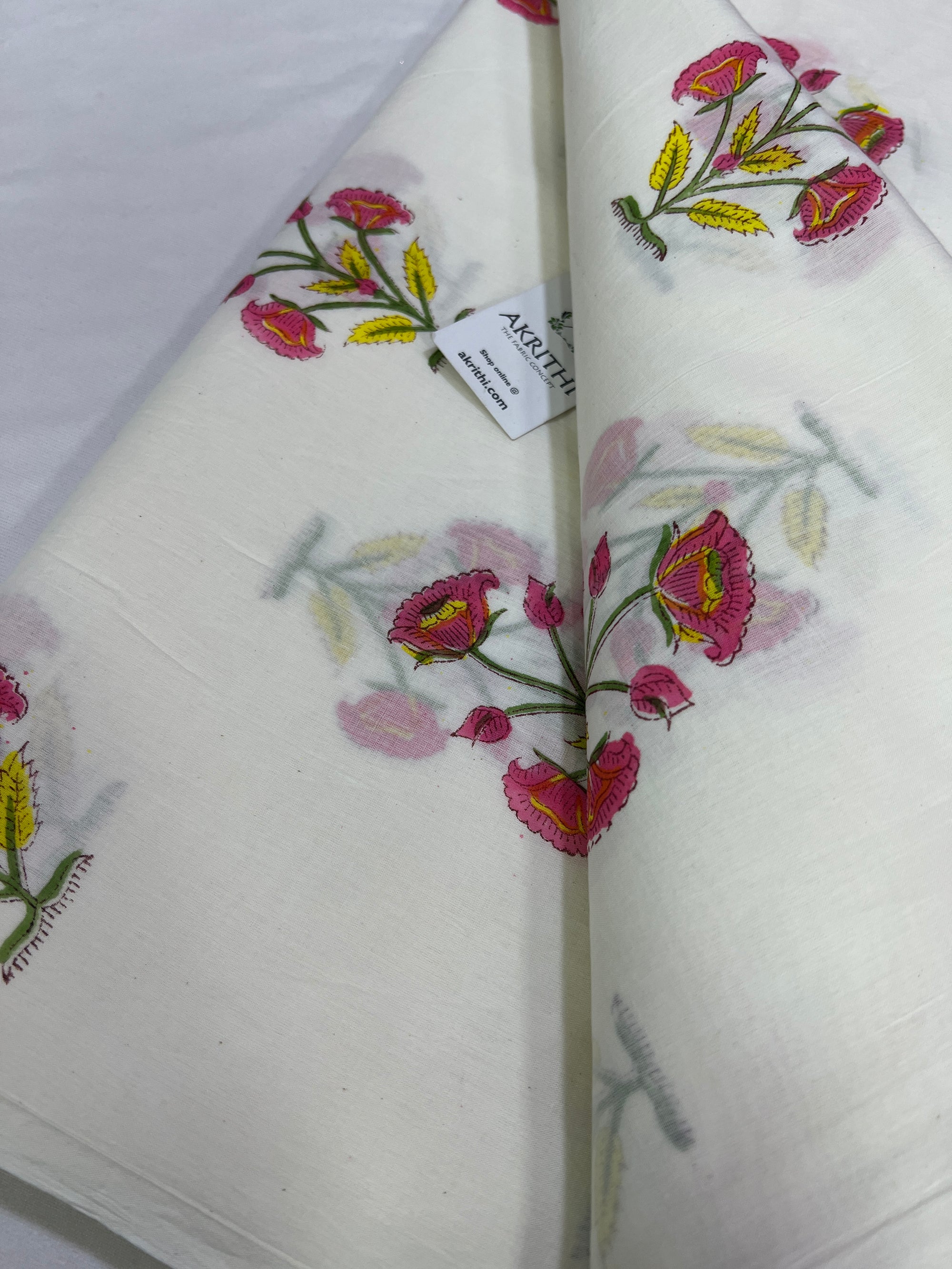 Hand block Printed pure mul cotton fabric