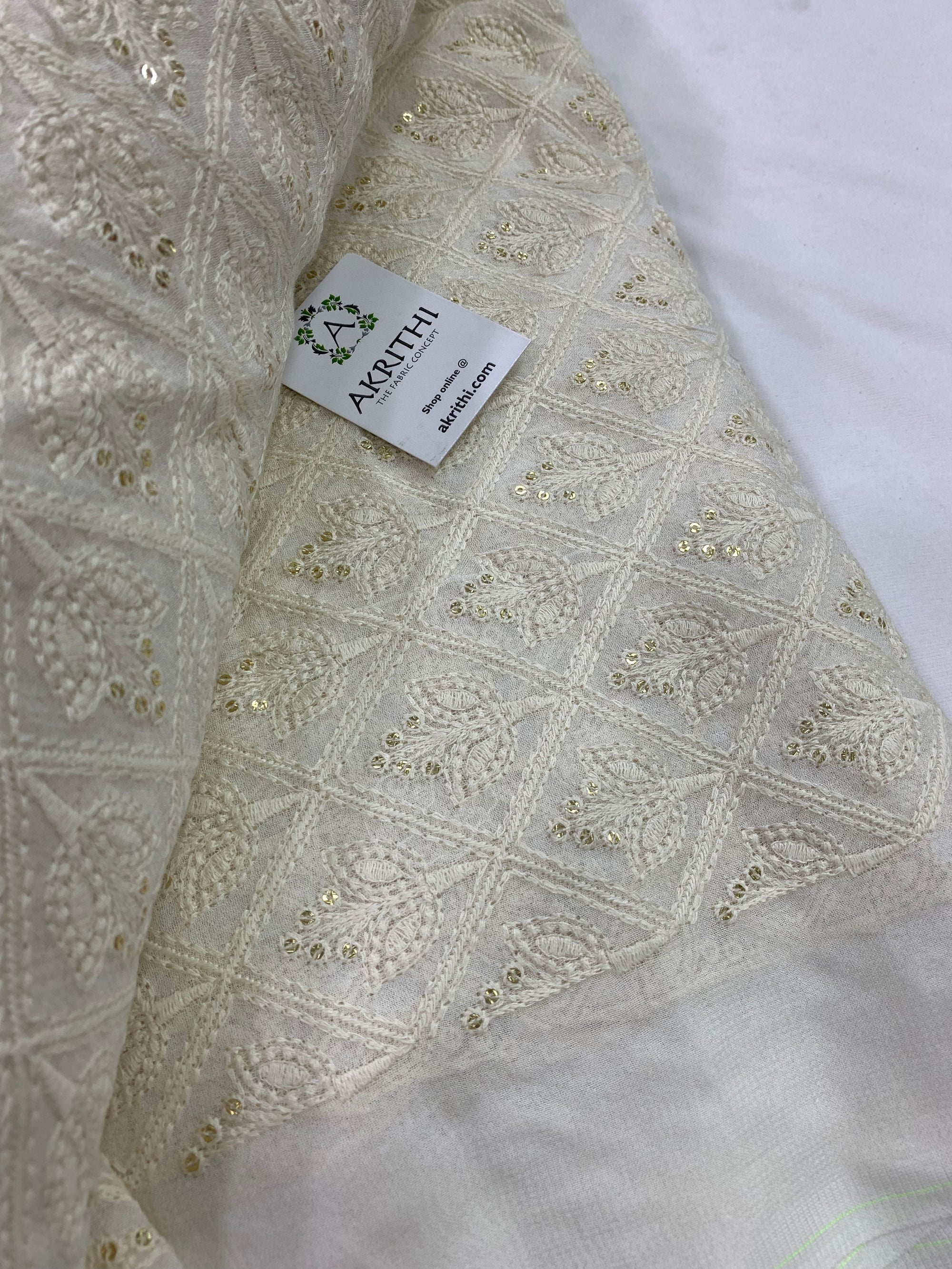 Embroidery on dyeable pure georgette fabric