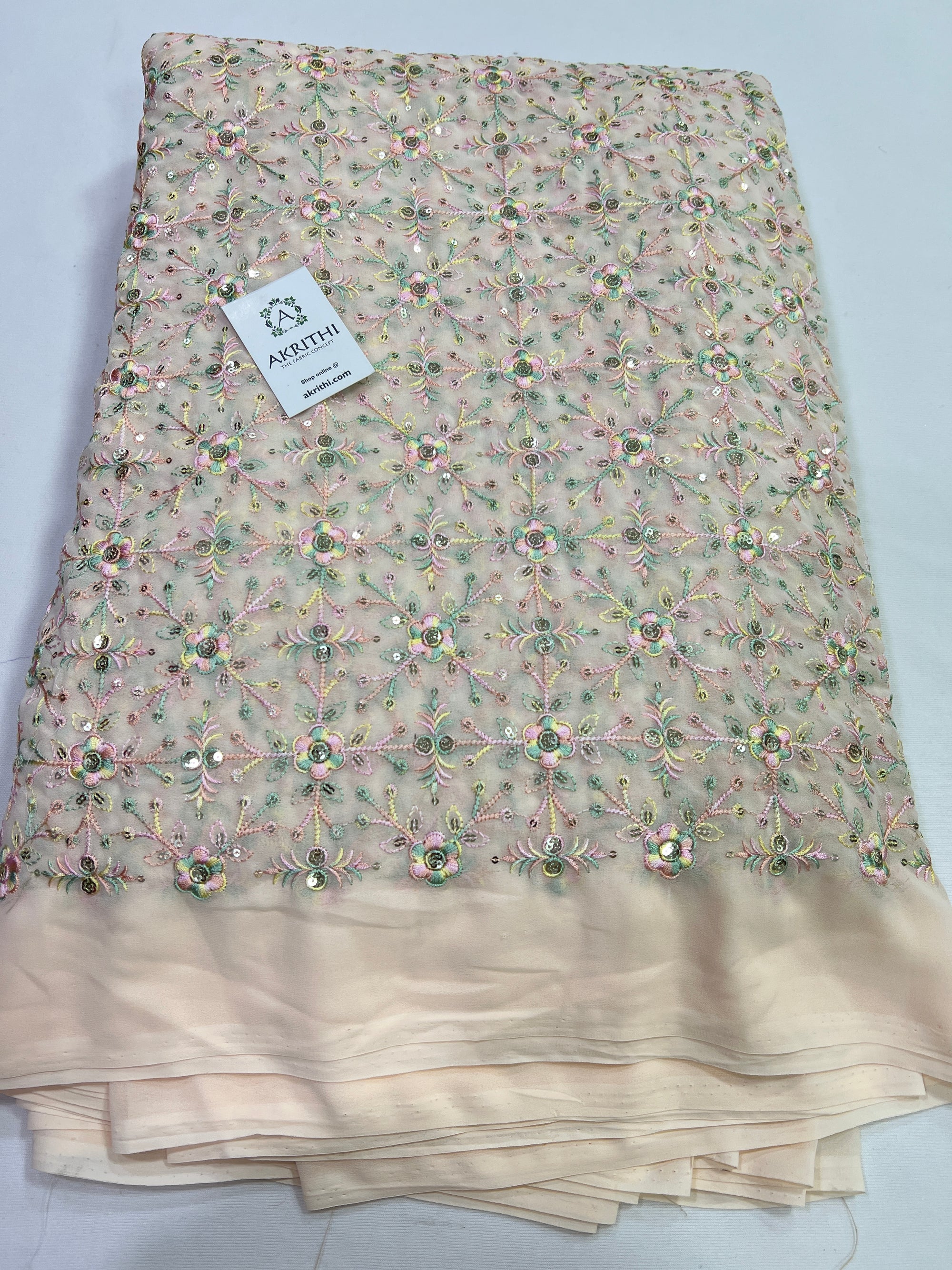 Embroidery on georgette fabric 1.4 metres cut