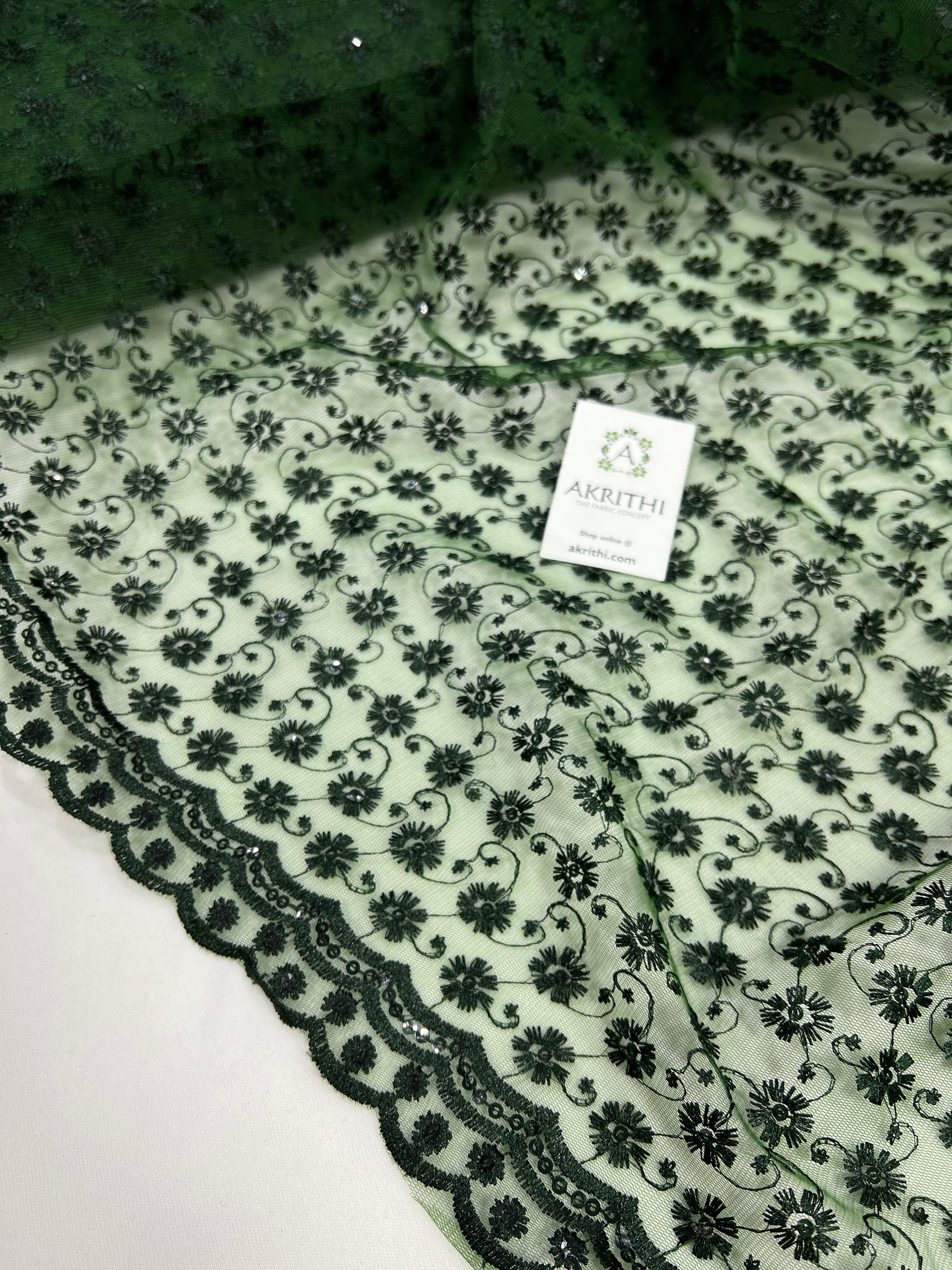 Embroidery on net fabric