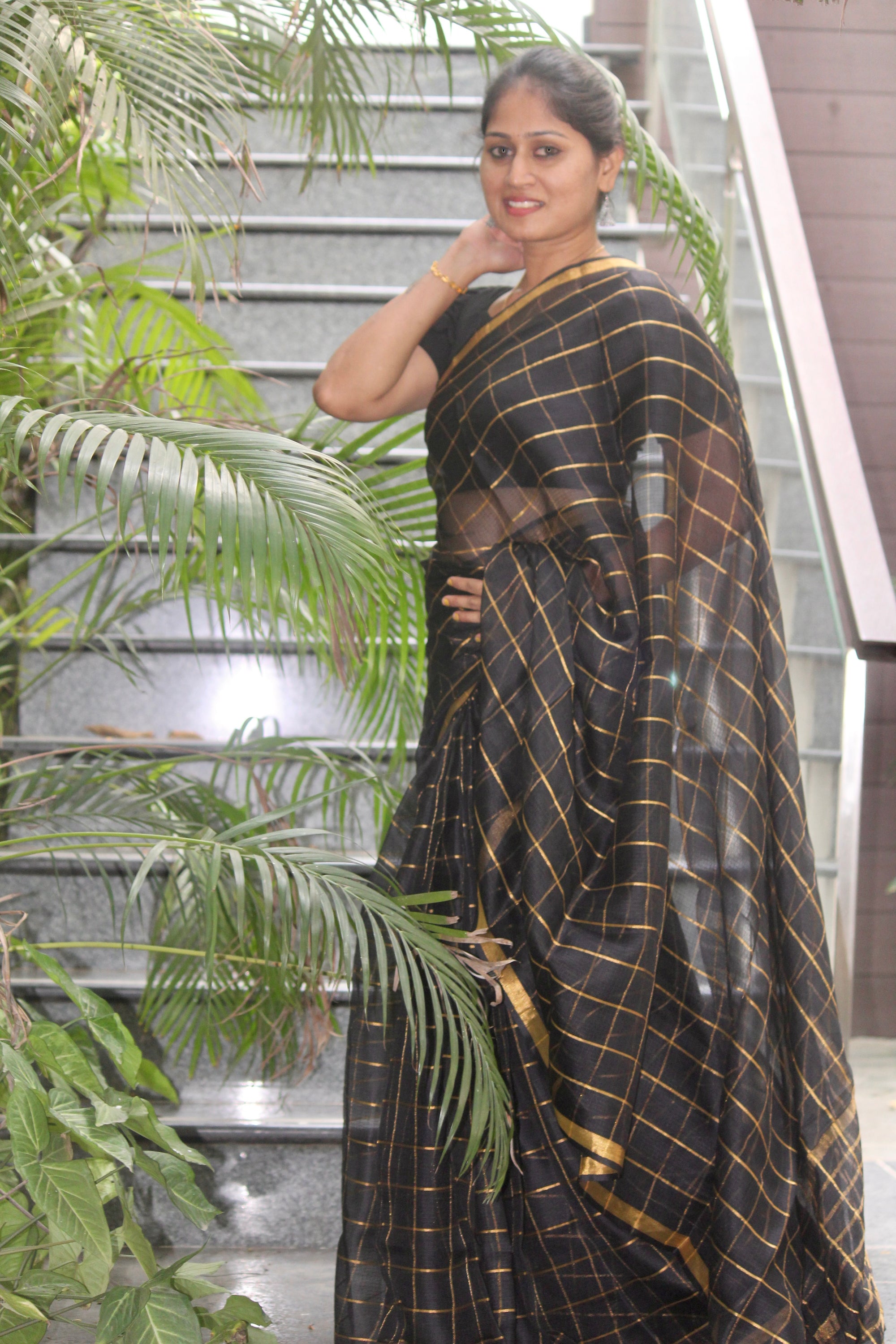 Pure kota silk saree with zari checks