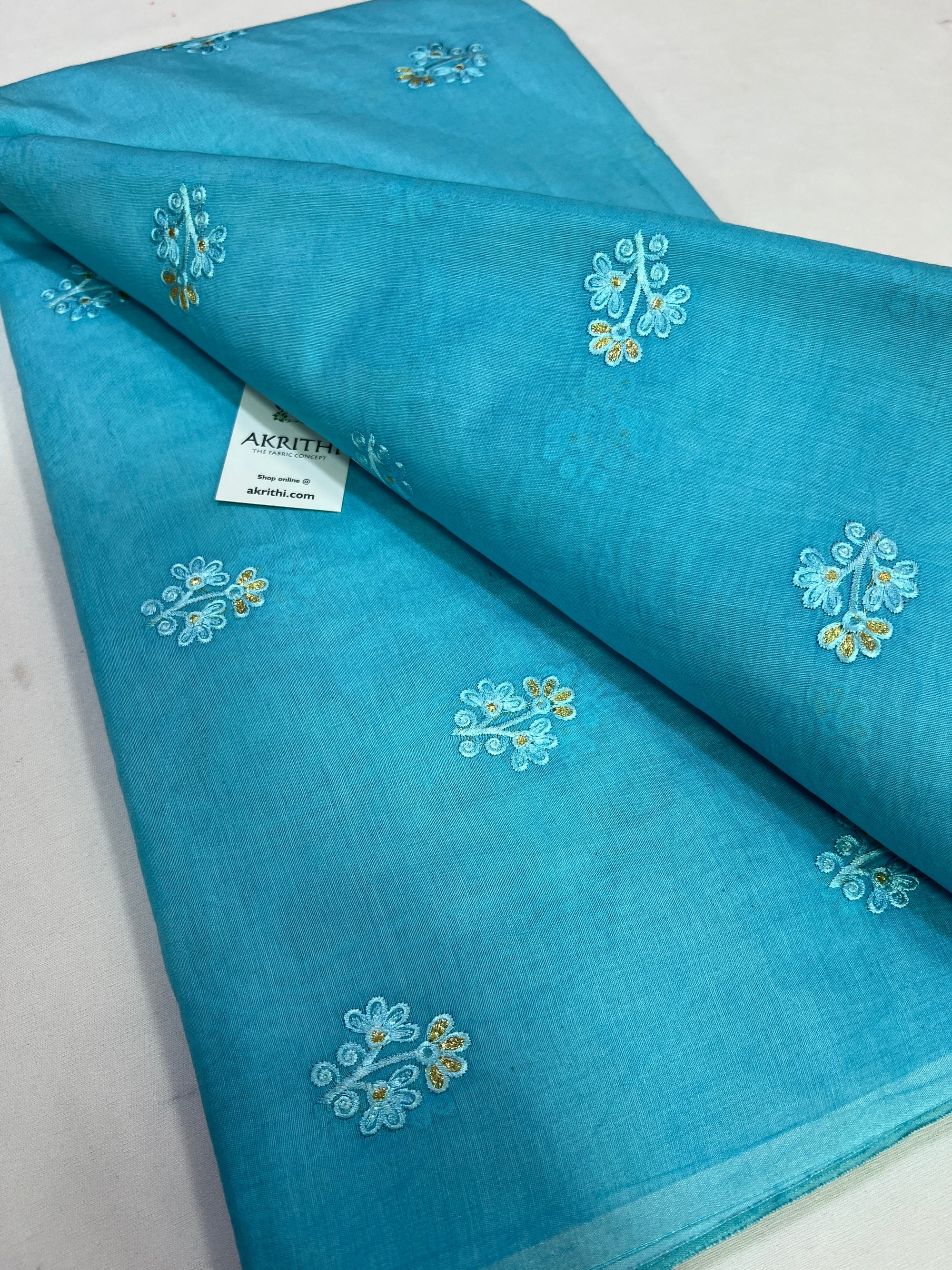 Chanderi embroidered fabric