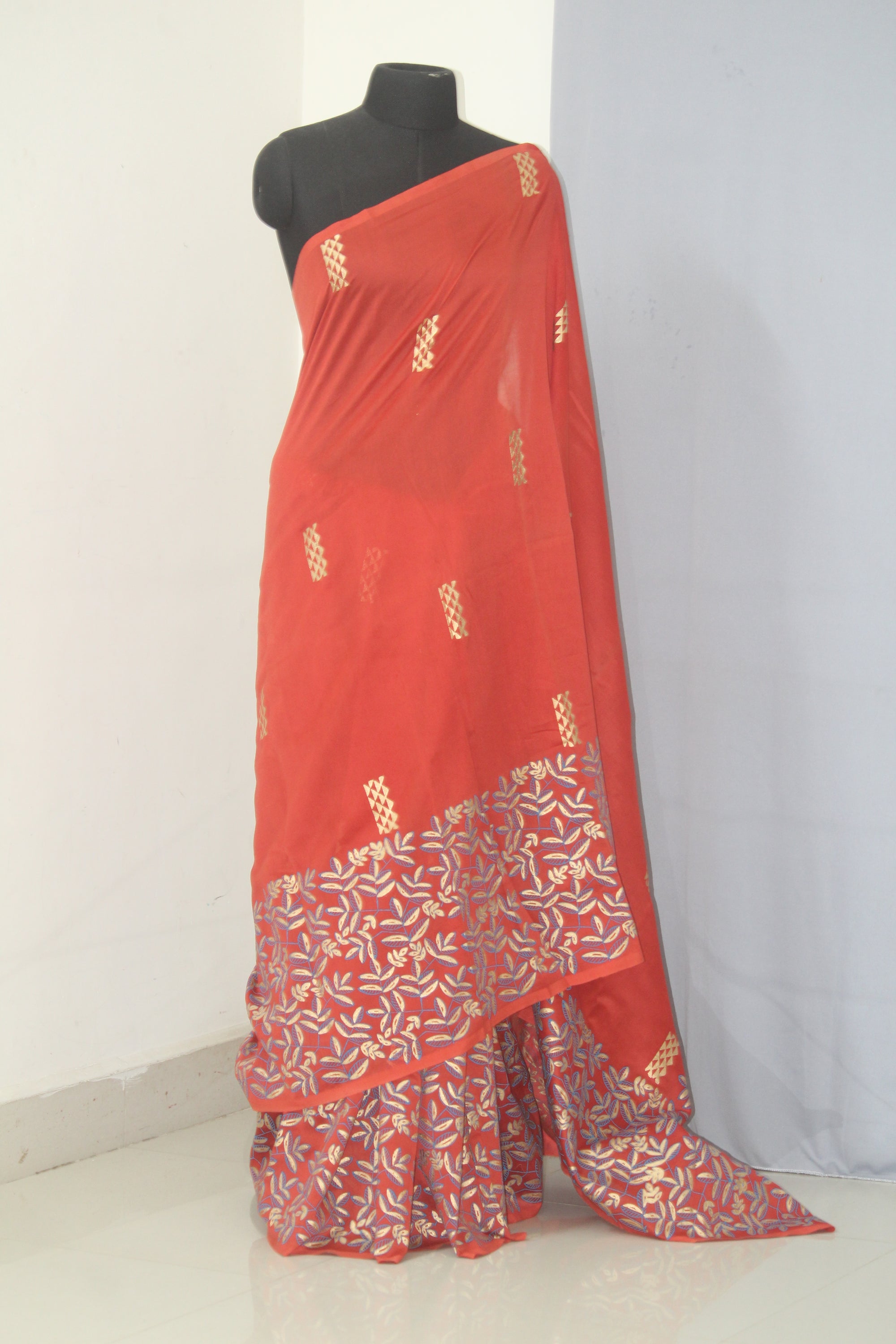 Block printed Pure chanderi saree