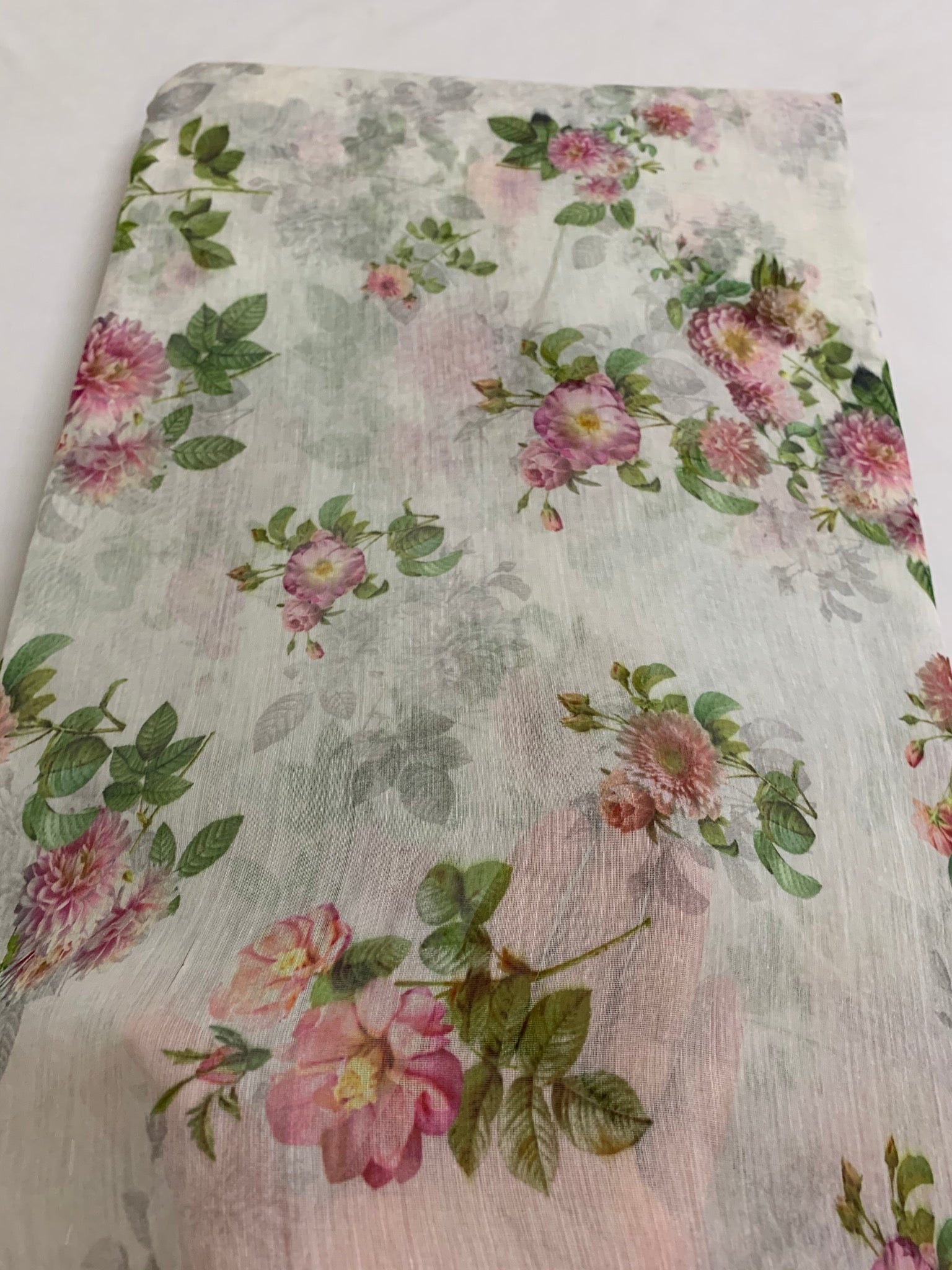 Floral Printed Pure silk cotton fabric
