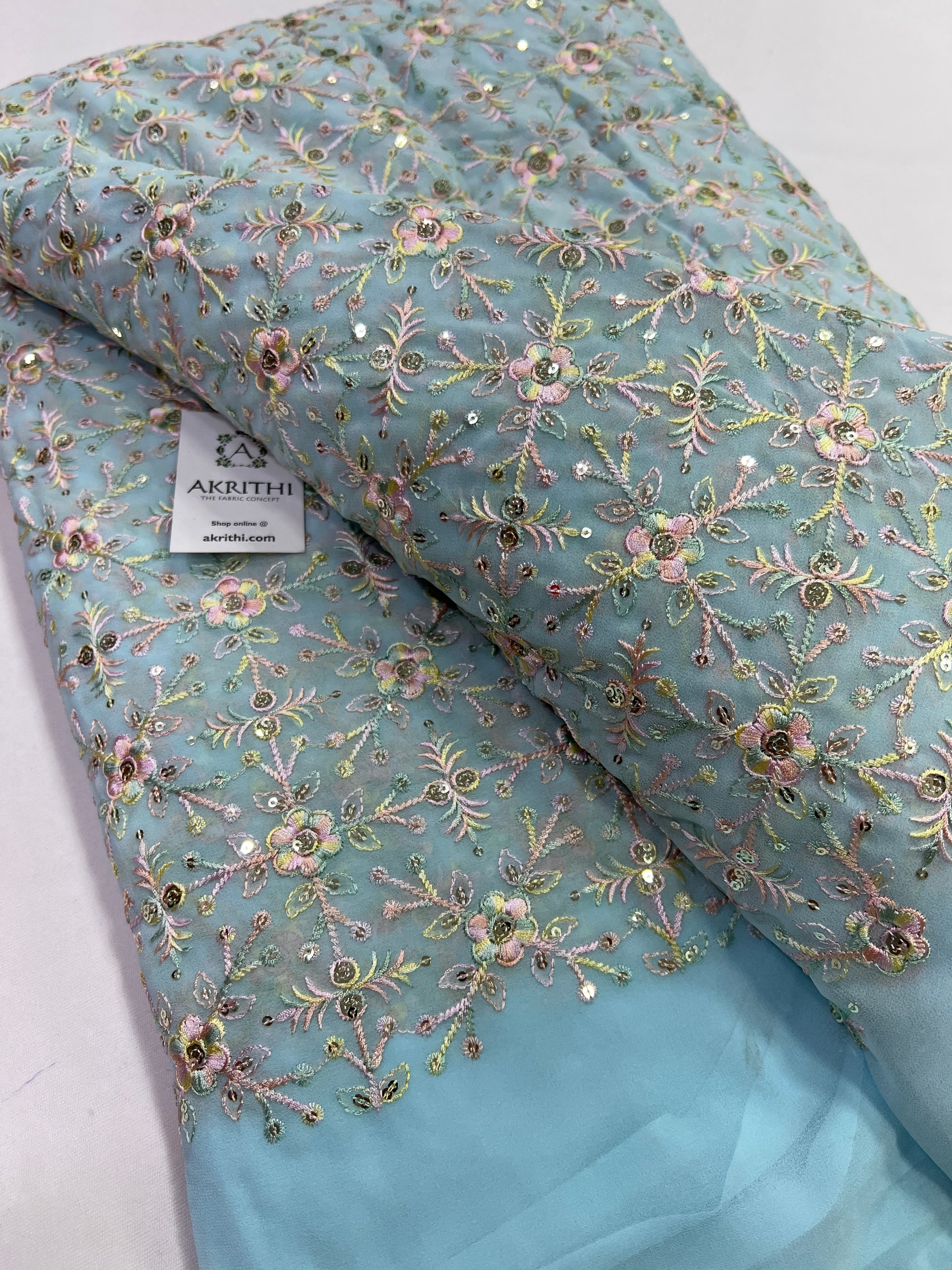 Embroidery on georgette fabric 70 CM CUT